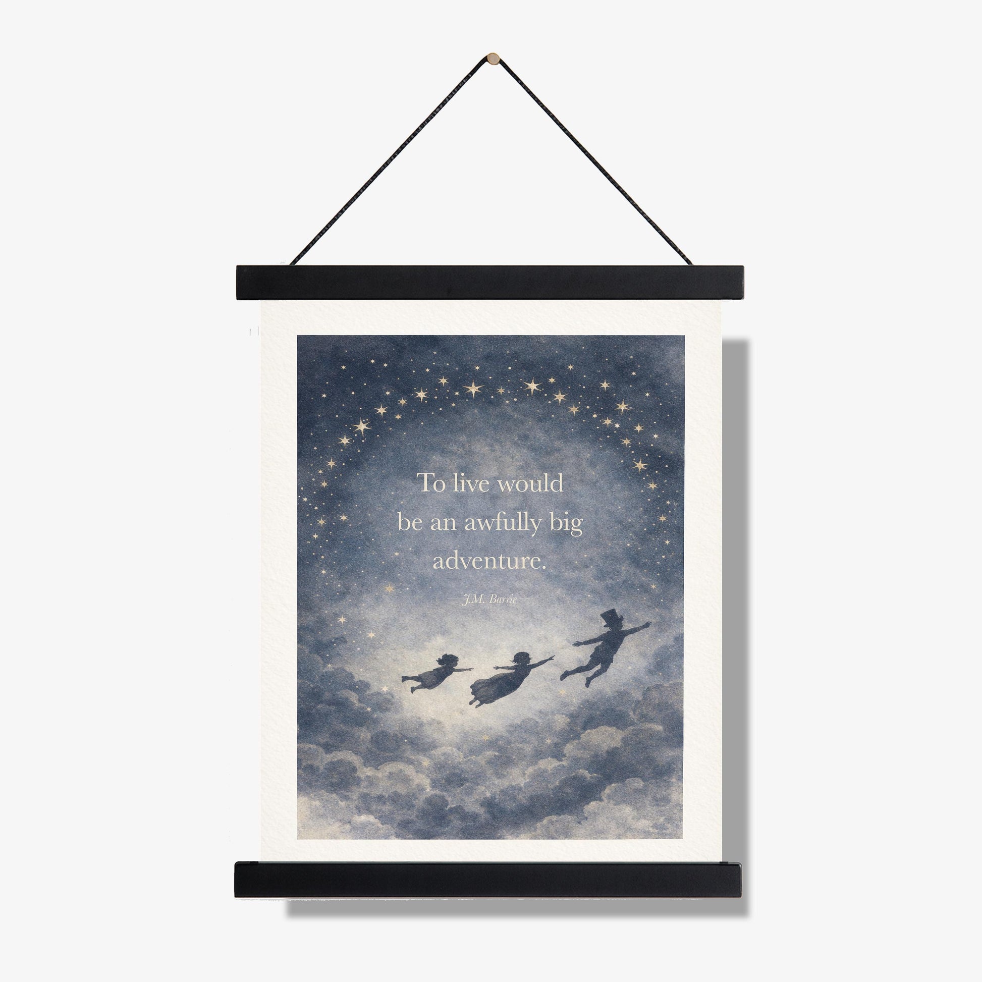 To Live Would Be An Awfully Big Adventure Quote Art Print | JM Barrie | Children's Home Decor | Literary | Whimsical Night Sky Poster