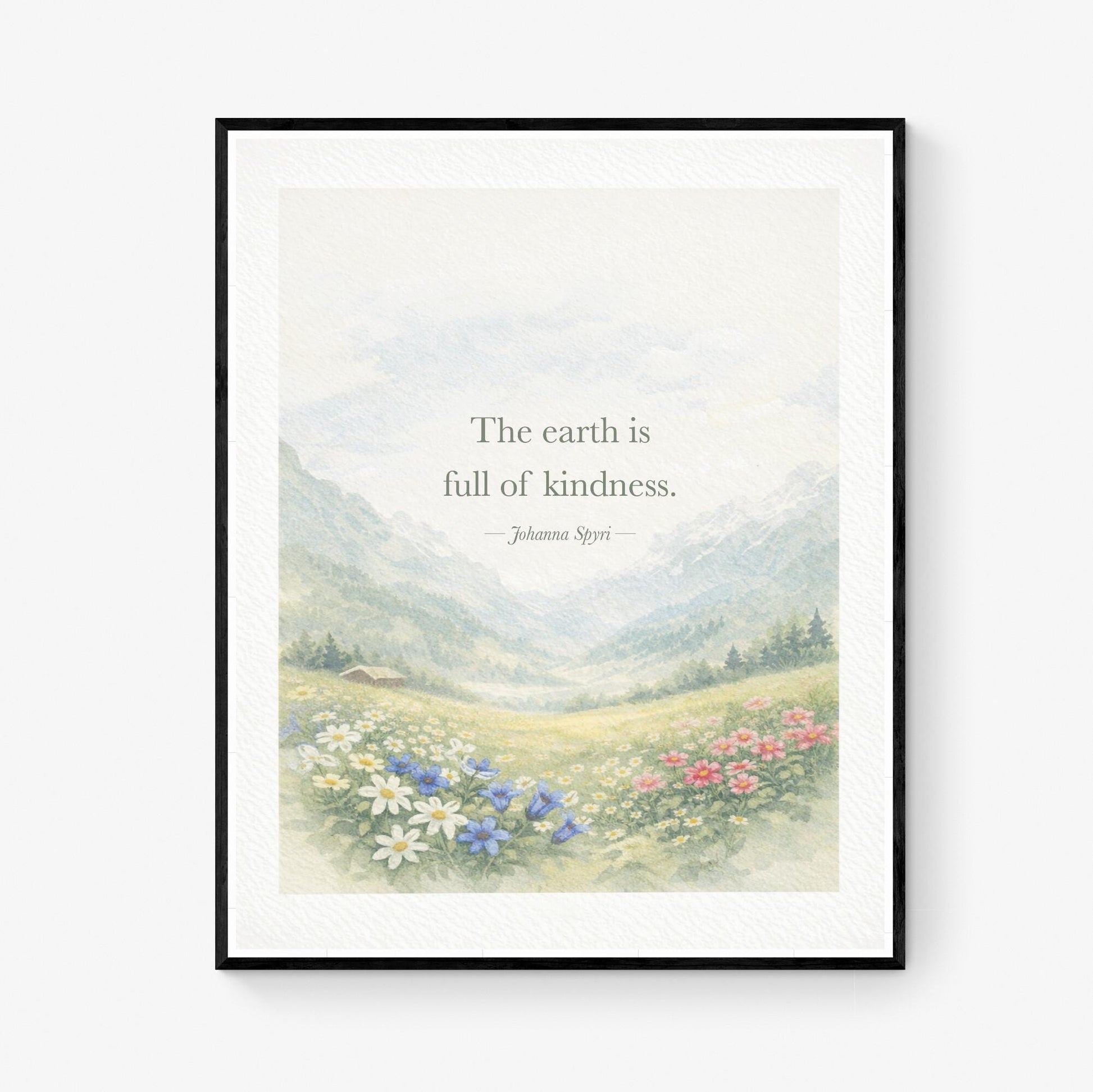 Earth Is Full Of Kindness Quote Art Print | Heidi | Johanna Spryi | Children's Home Decor | Literary | Whimsical Night Sky Poster