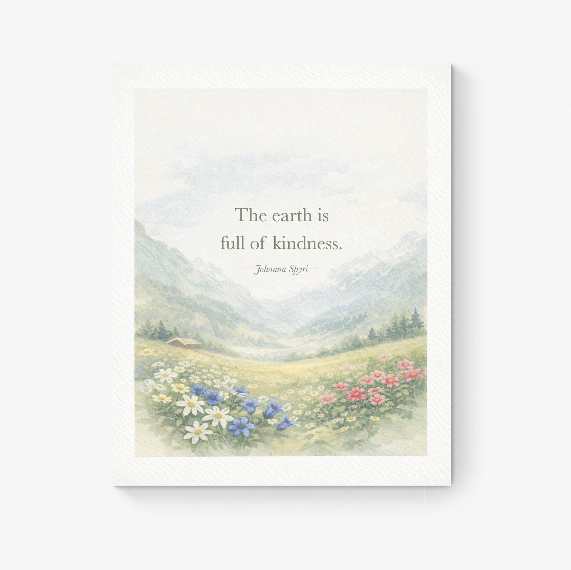 Earth Is Full Of Kindness Quote Art Print | Heidi | Johanna Spryi | Children's Home Decor | Literary | Whimsical Night Sky Poster