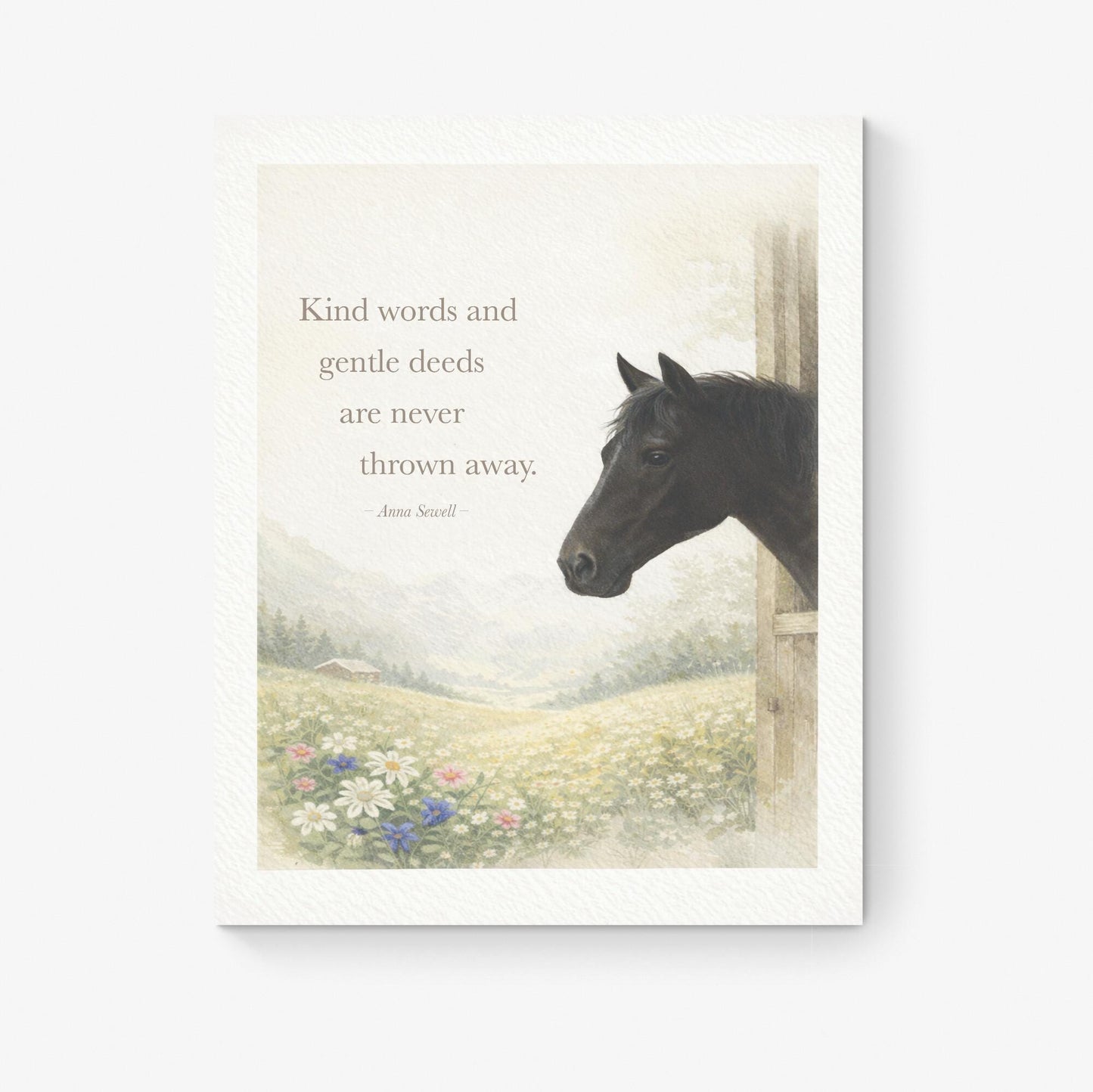 Kind Words And Gentle Deeds Quote Art Print | Black Beauty | Anna Sewell | Home Decor | Literary | Horse Poster