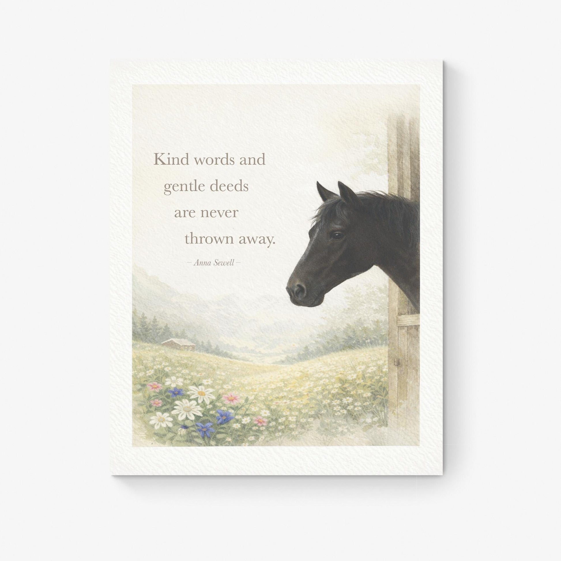 Kind Words And Gentle Deeds Quote Art Print | Black Beauty | Anna Sewell | Home Decor | Literary | Horse Poster