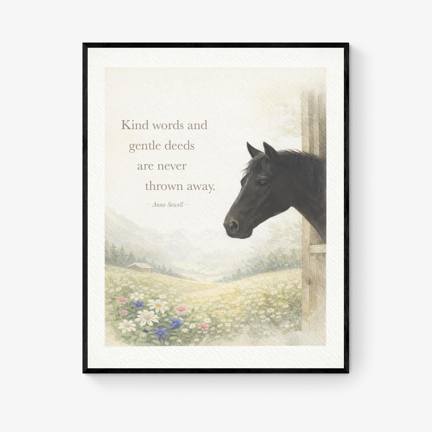 Kind Words And Gentle Deeds Quote Art Print | Black Beauty | Anna Sewell | Home Decor | Literary | Horse Poster