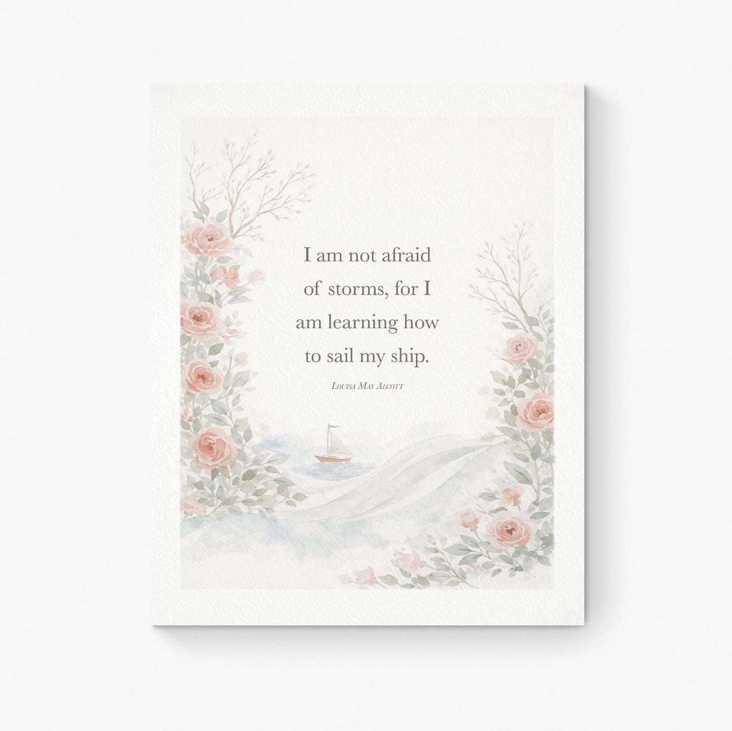 I Am Not Afraid Of Storms Quote Art Print | Louisa May Alcott | Little Women | Children's Home Decor | Literary | Poster
