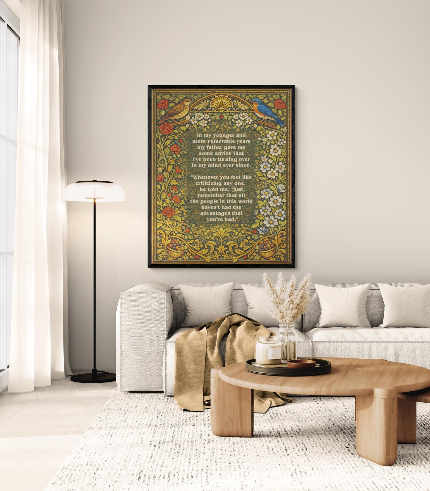 Great Gatsby Quote Art Print | In My Younger Years | F. Scott Fitzgerald | Classic Literary Home Decor | William Morris Poster