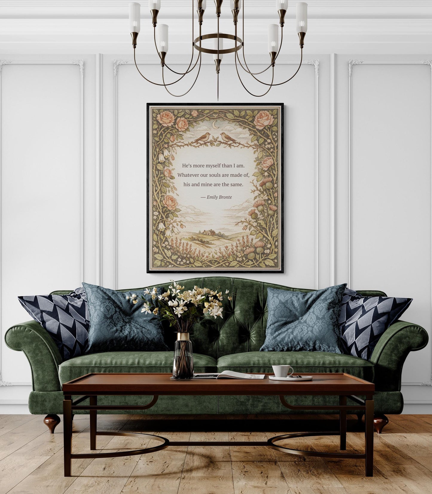 Wuthering Heights Art Print | Whatever Our Souls | Emily Bronte Quote | Botanical | Floral Home Decor | Literary Book Poster