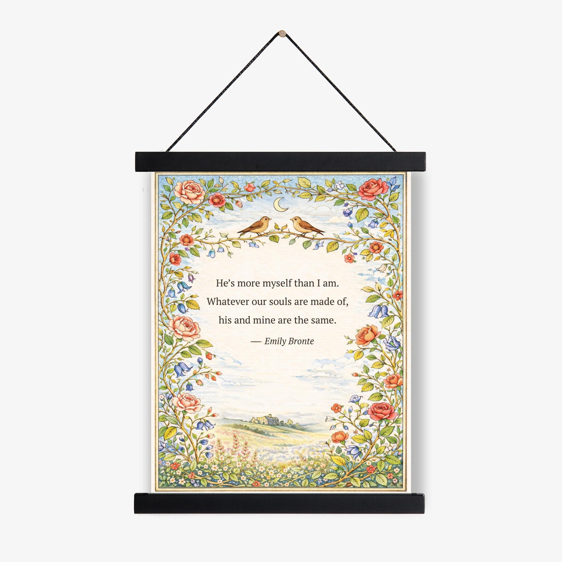 Wuthering Heights Art Print | Whatever Our Souls | Emily Bronte Quote | Botanical Floral | Cottagecore Home Decor | Literary Book Poster