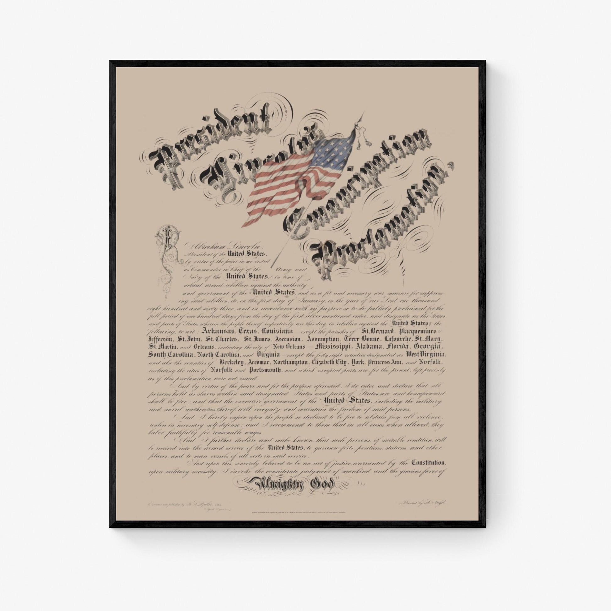 The Emancipation Proclamation | Art Print | The Civil War | United States | Abraham Lincoln | Historical | Vintage Home Decor Poster