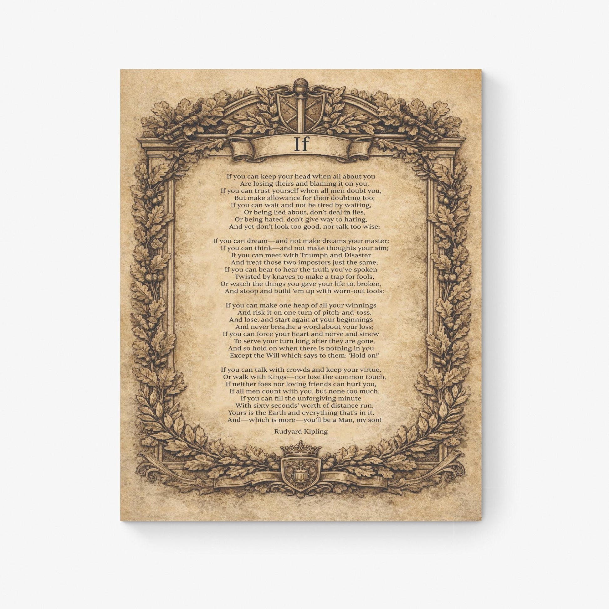 If Poem Quote Art Print | Rudyard Kipling | Poetry | Vintage Home Decor | Literary Poster