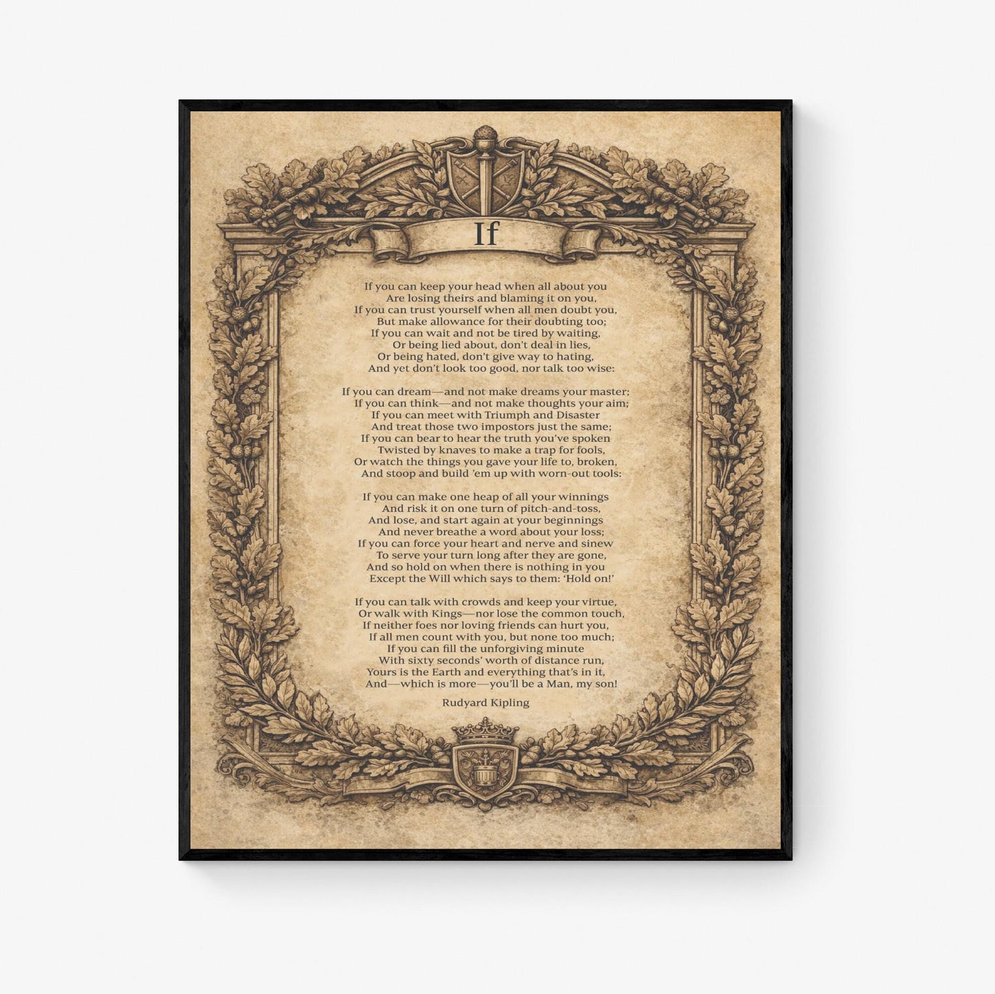 If Poem Quote Art Print | Rudyard Kipling | Poetry | Vintage Home Decor | Literary Poster