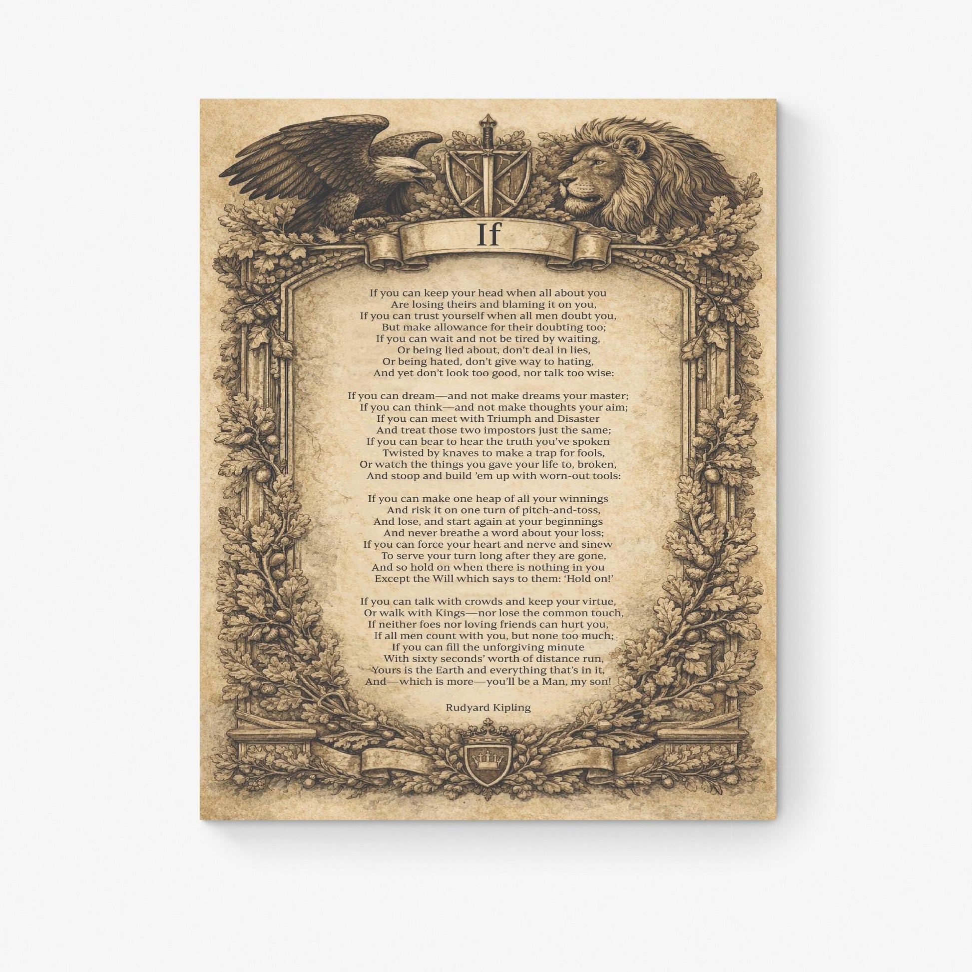 If Poem Quote Art Print | Rudyard Kipling | Poetry | Son | Vintage Home Decor | Literary Poster