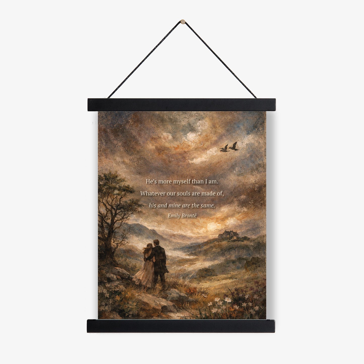 Wuthering Heights Art Print | Whatever Our Souls | Emily Bronte Quote | Vintage Landscape | Romantic Home Decor | Literary Book Poster