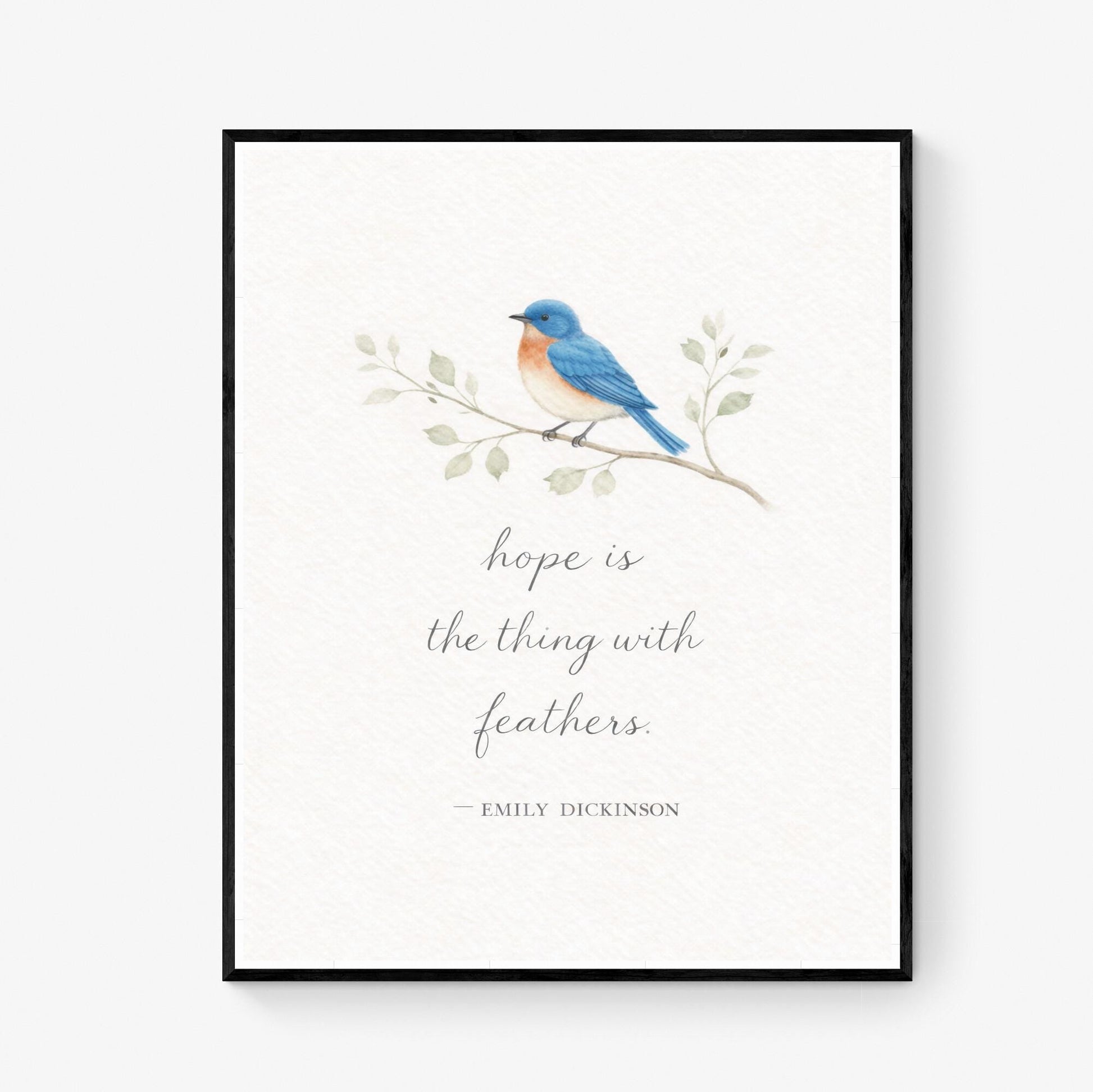 Hope Is The Thing With Feathers Quote Art Print | Emily Dickinson Poetry | Classic Literary Home Decor | Vintage Poster