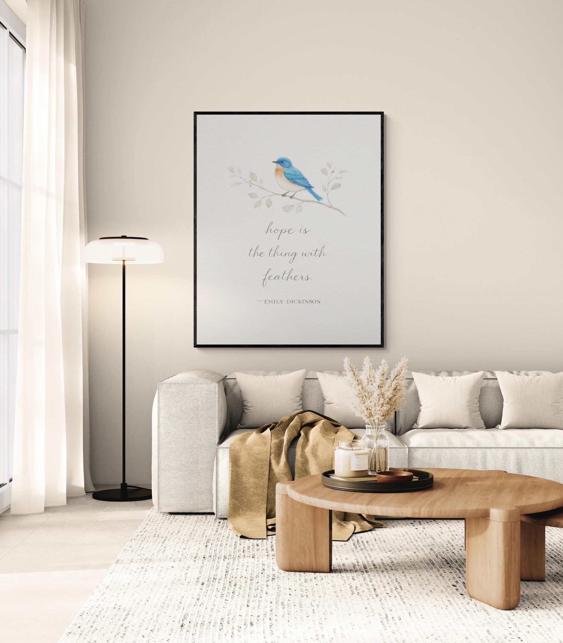 Hope Is The Thing With Feathers Quote Art Print | Emily Dickinson Poetry | Classic Literary Home Decor | Vintage Poster