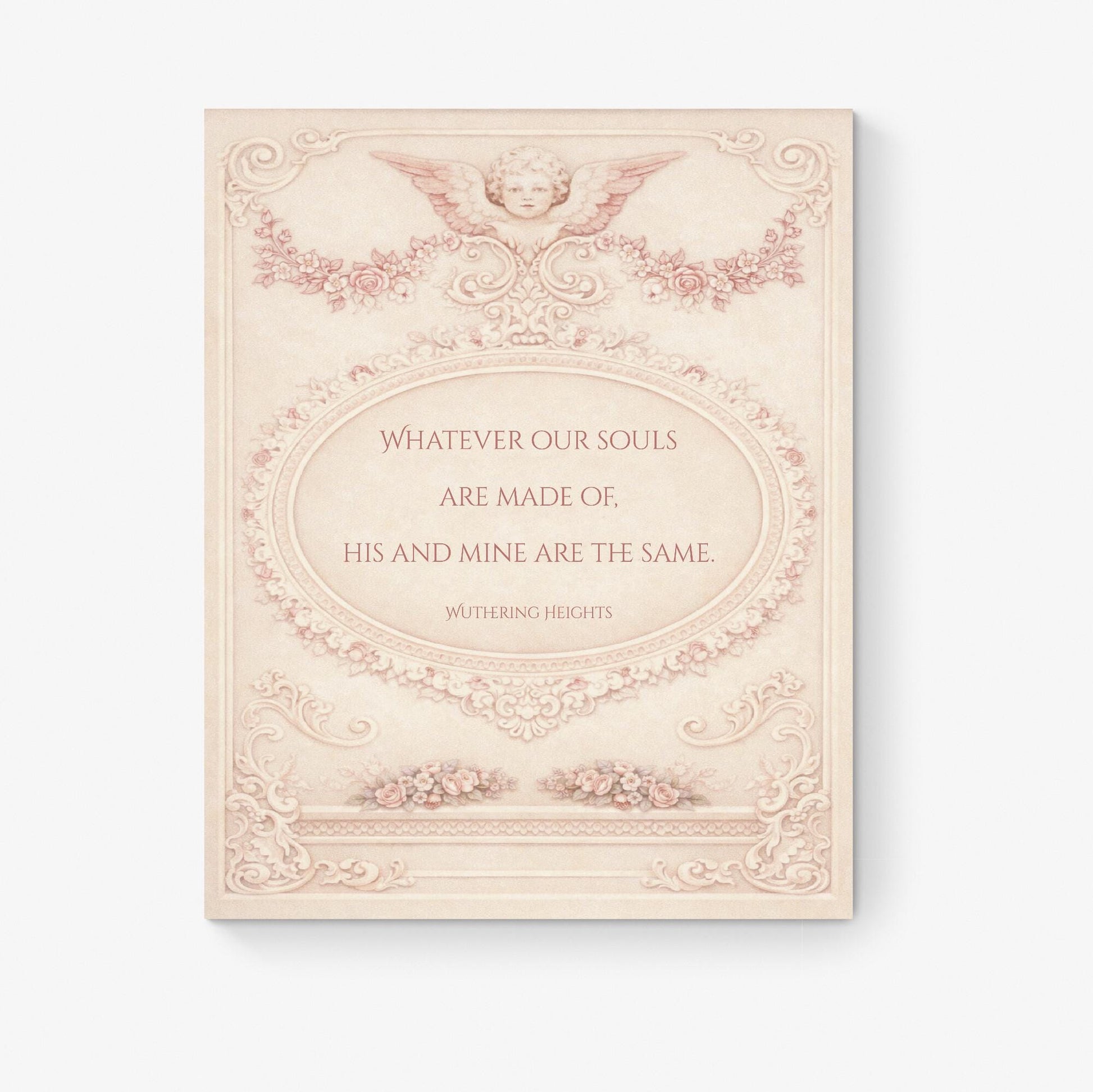Wuthering Heights Quote Art Print | Whatever Our Souls | Emily Bronte | Cherub | Vintage Blush | Home Decor | Literary Book Poster
