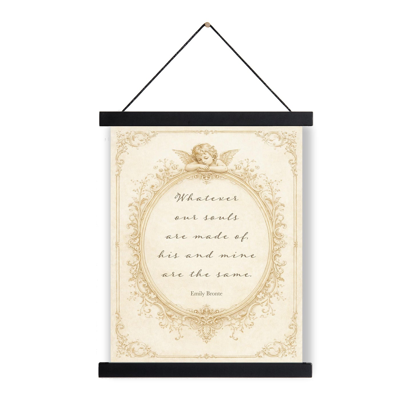 Wuthering Heights Quote Art Print | Whatever Our Souls | Emily Bronte | Romantic Cherub | Vintage Blush | Home Decor | Literary Book Poster