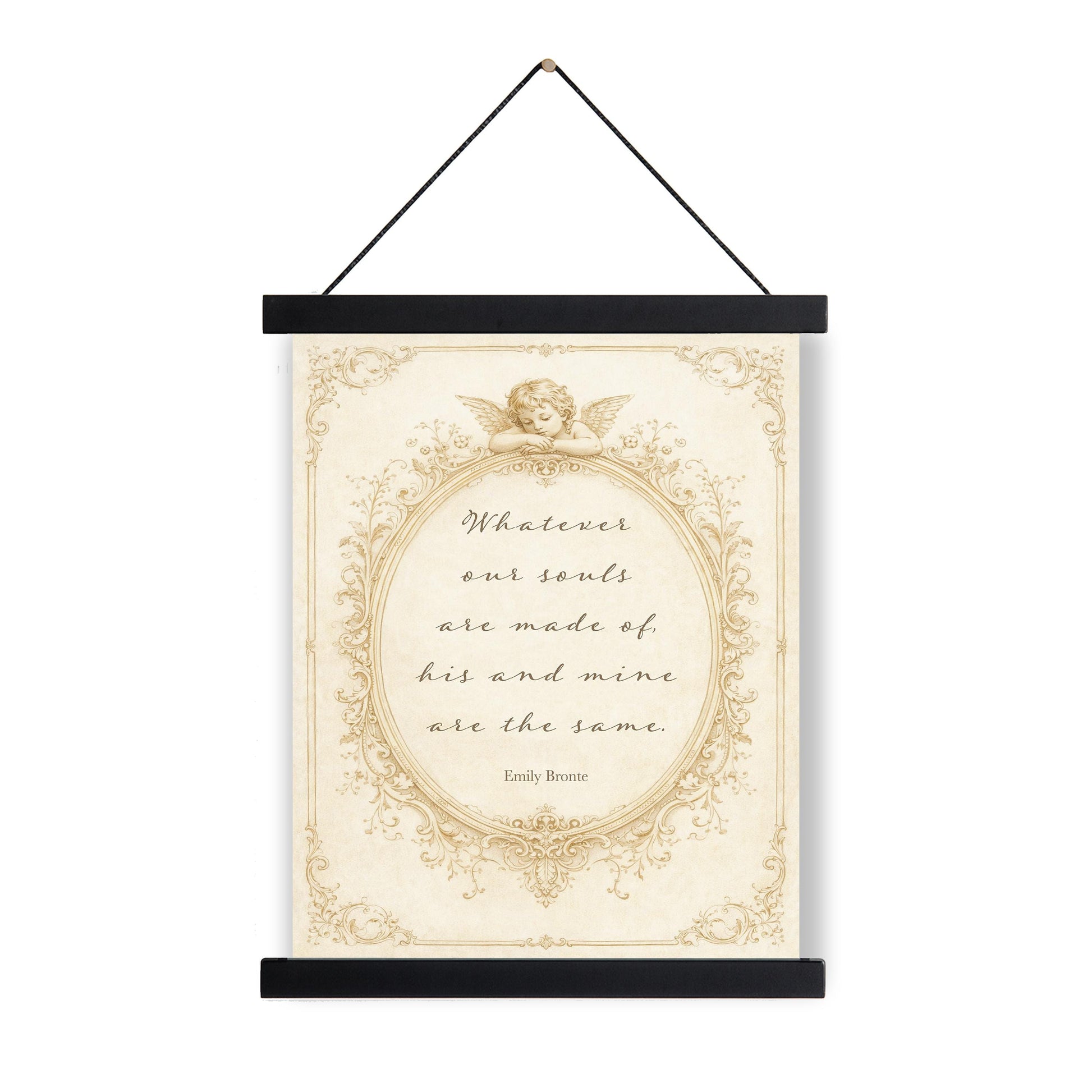 Wuthering Heights Quote Art Print | Whatever Our Souls | Emily Bronte | Romantic Cherub | Vintage Blush | Home Decor | Literary Book Poster