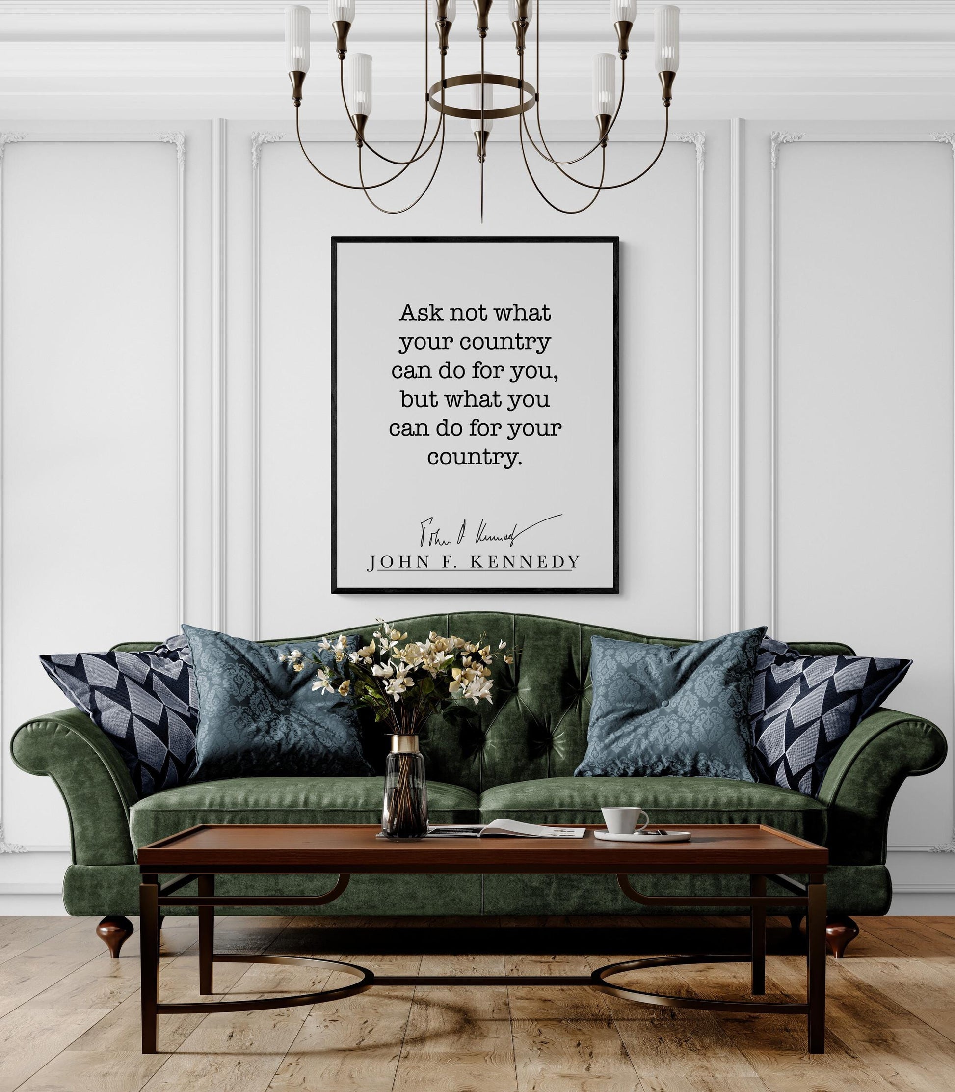 JFK Quote Art Print | Ask Not What Your Country Can Do For You | US President John F Kennedy | Living Room | Patriotic Home Decor | History