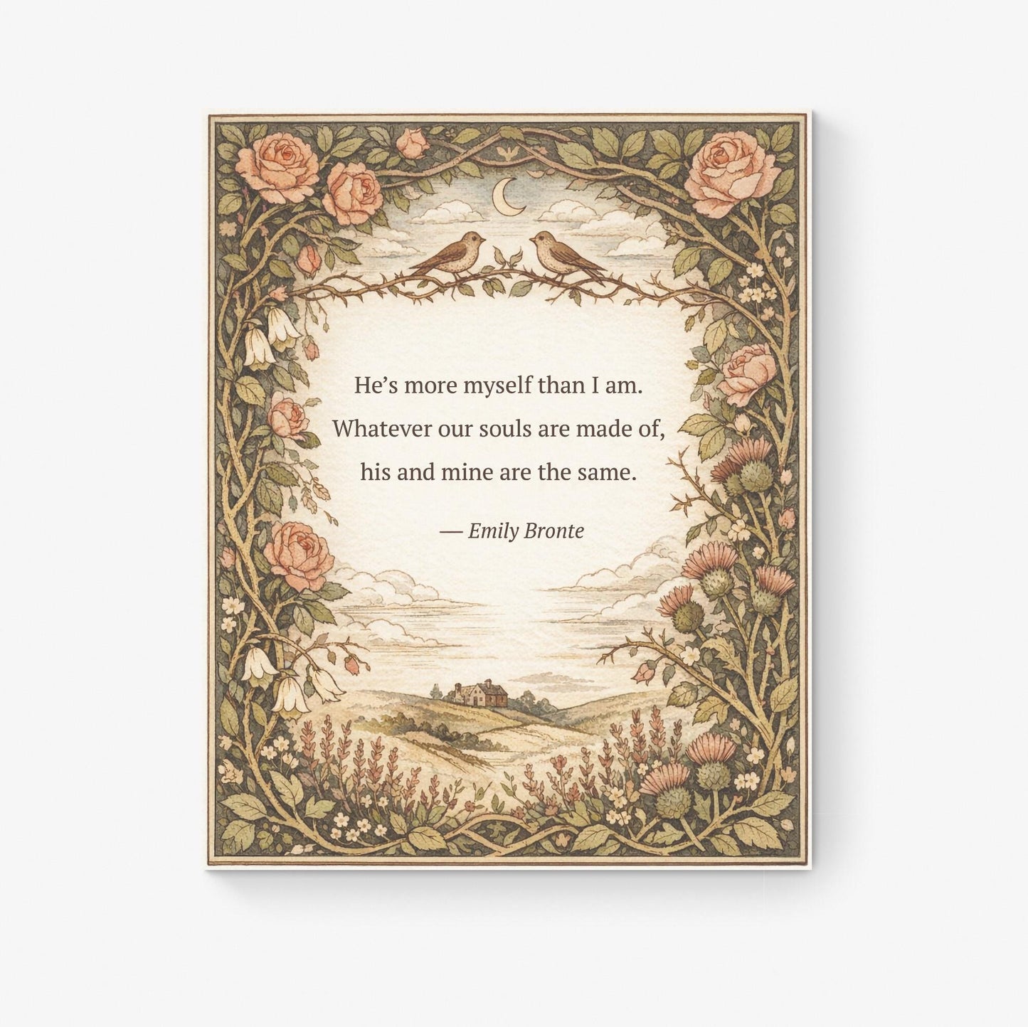 Wuthering Heights Art Print | Whatever Our Souls | Emily Bronte Quote | Botanical | Floral Home Decor | Literary Book Poster