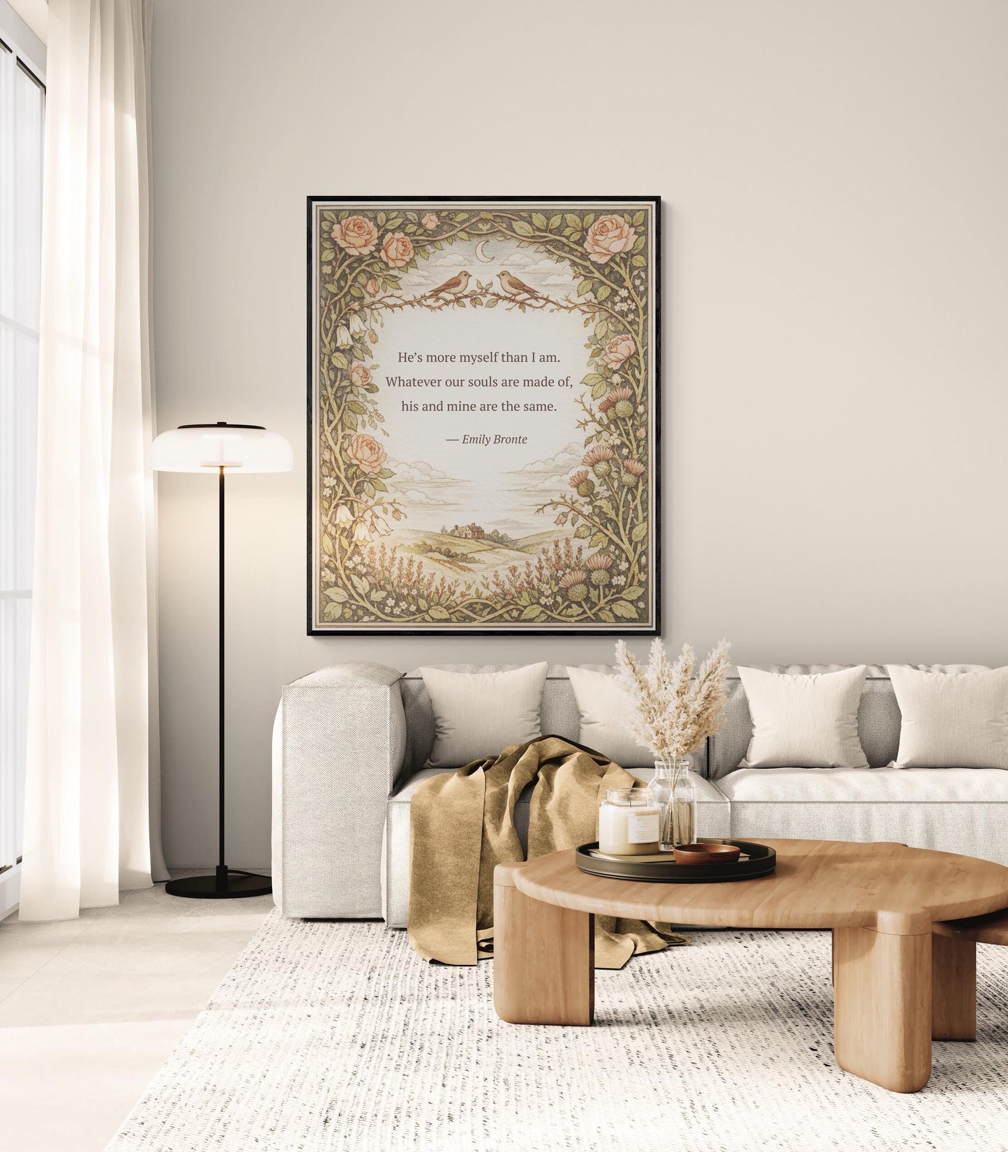 Wuthering Heights Art Print | Whatever Our Souls | Emily Bronte Quote | Botanical | Floral Home Decor | Literary Book Poster