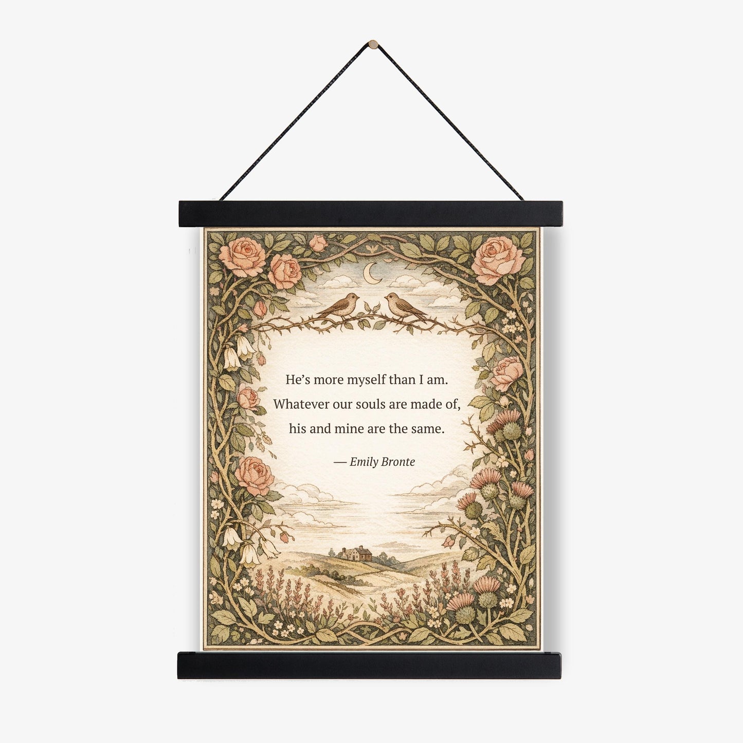 Wuthering Heights Art Print | Whatever Our Souls | Emily Bronte Quote | Botanical | Floral Home Decor | Literary Book Poster