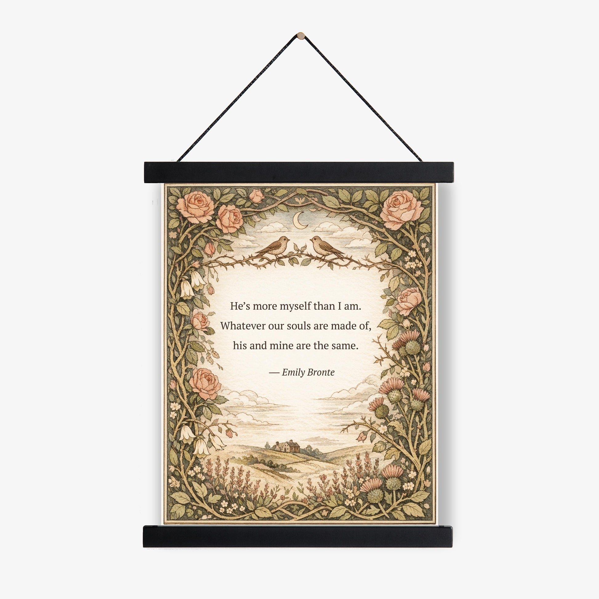Wuthering Heights Art Print | Whatever Our Souls | Emily Bronte Quote | Botanical | Floral Home Decor | Literary Book Poster