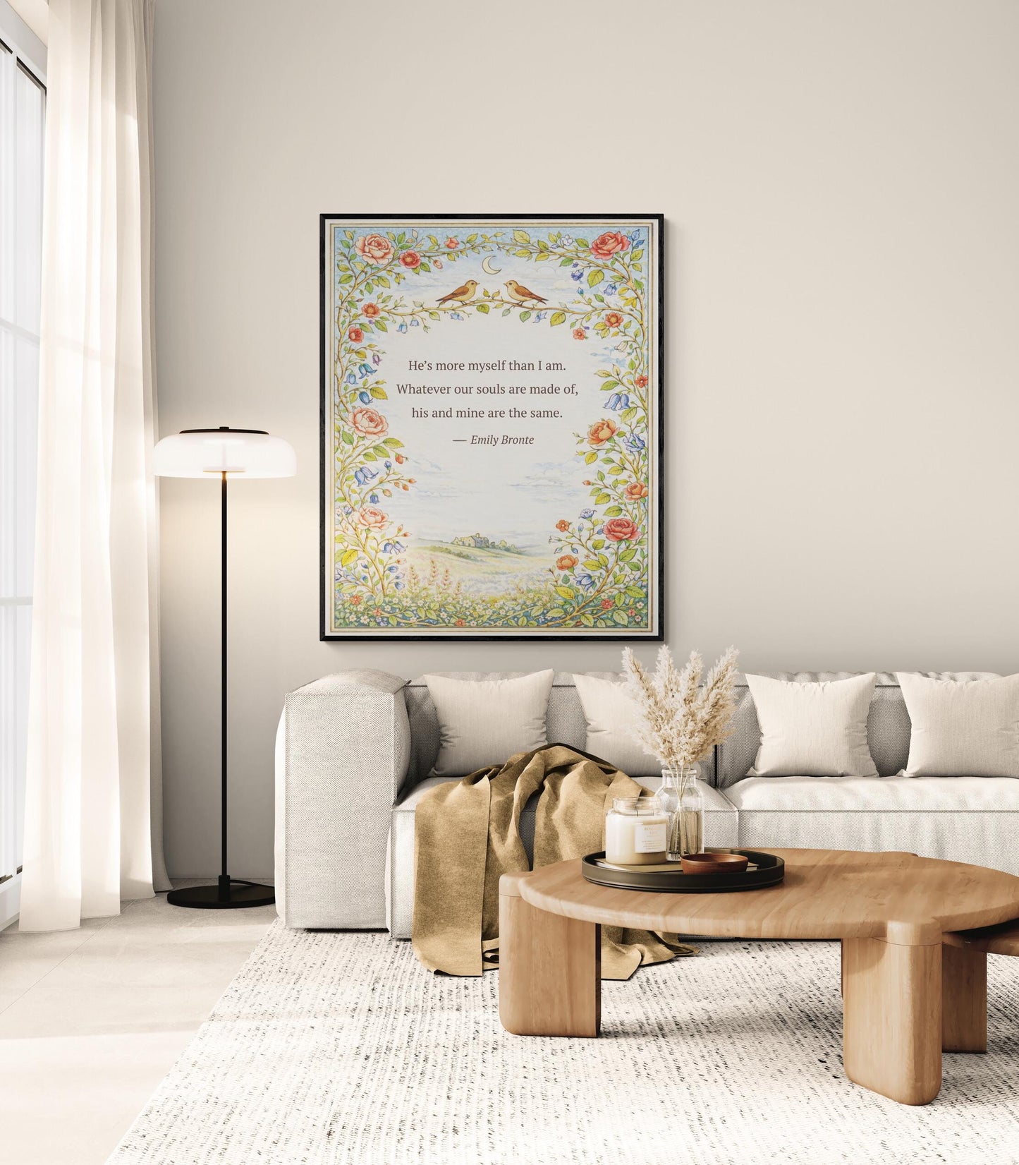 Wuthering Heights Art Print | Whatever Our Souls | Emily Bronte Quote | Botanical Floral | Cottagecore Home Decor | Literary Book Poster