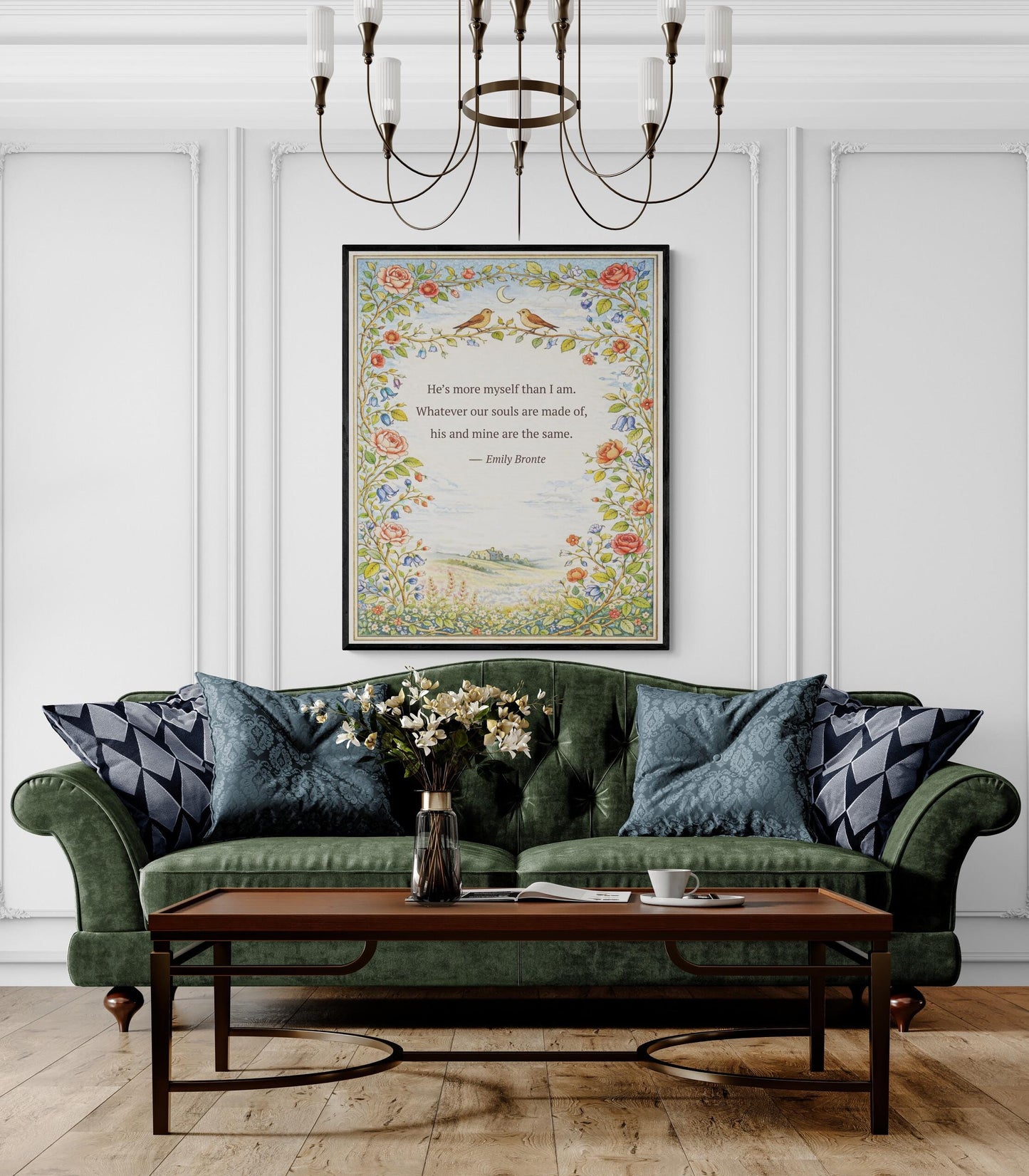 Wuthering Heights Art Print | Whatever Our Souls | Emily Bronte Quote | Botanical Floral | Cottagecore Home Decor | Literary Book Poster