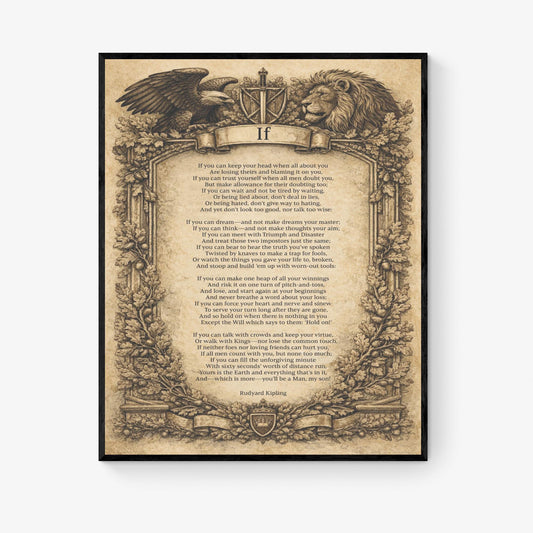 If Poem Quote Art Print | Rudyard Kipling | Poetry | Son | Vintage Home Decor | Literary Poster