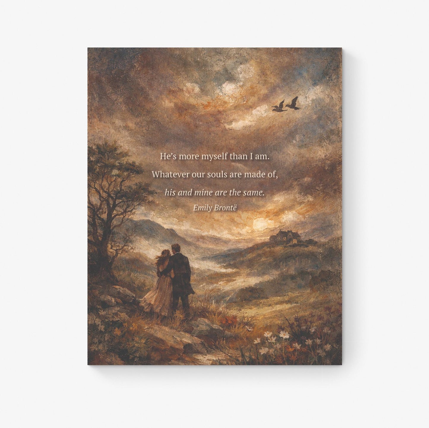 Wuthering Heights Art Print | Whatever Our Souls | Emily Bronte Quote | Vintage Landscape | Romantic Home Decor | Literary Book Poster