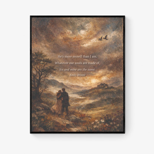 Wuthering Heights Art Print | Whatever Our Souls | Emily Bronte Quote | Vintage Landscape | Romantic Home Decor | Literary Book Poster