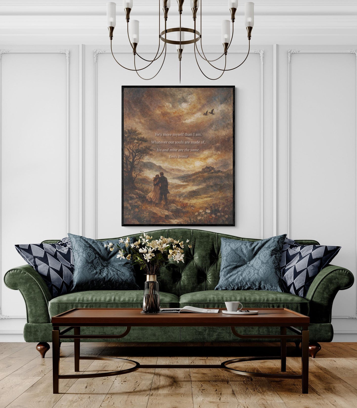 Wuthering Heights Art Print | Whatever Our Souls | Emily Bronte Quote | Vintage Landscape | Romantic Home Decor | Literary Book Poster