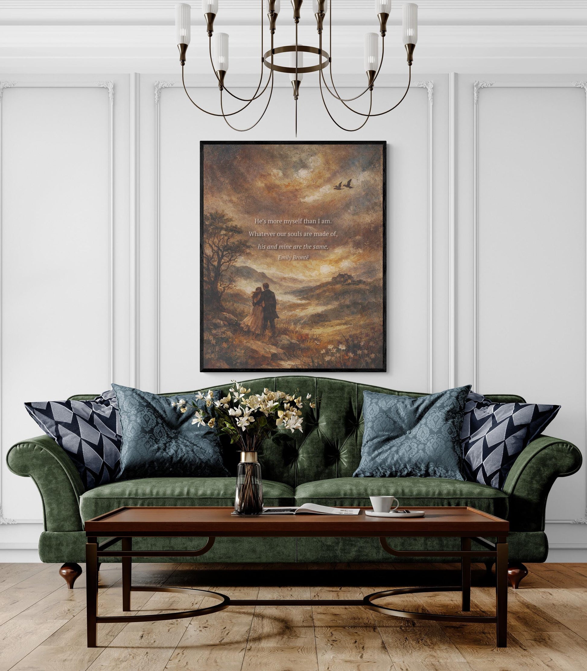 Wuthering Heights Art Print | Whatever Our Souls | Emily Bronte Quote | Vintage Landscape | Romantic Home Decor | Literary Book Poster