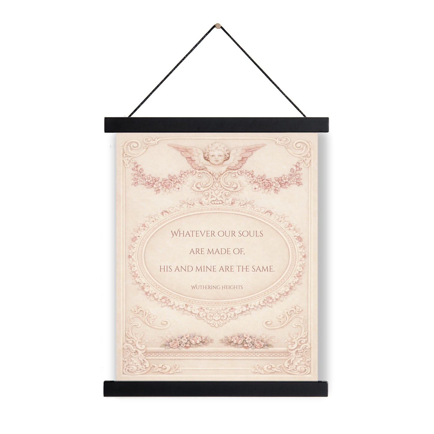 Wuthering Heights Quote Art Print | Whatever Our Souls | Emily Bronte | Cherub | Vintage Blush | Home Decor | Literary Book Poster