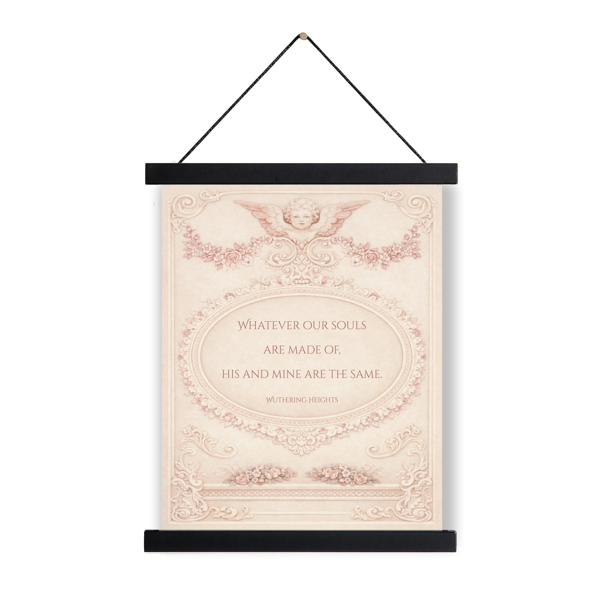 Wuthering Heights Quote Art Print | Whatever Our Souls | Emily Bronte | Cherub | Vintage Blush | Home Decor | Literary Book Poster