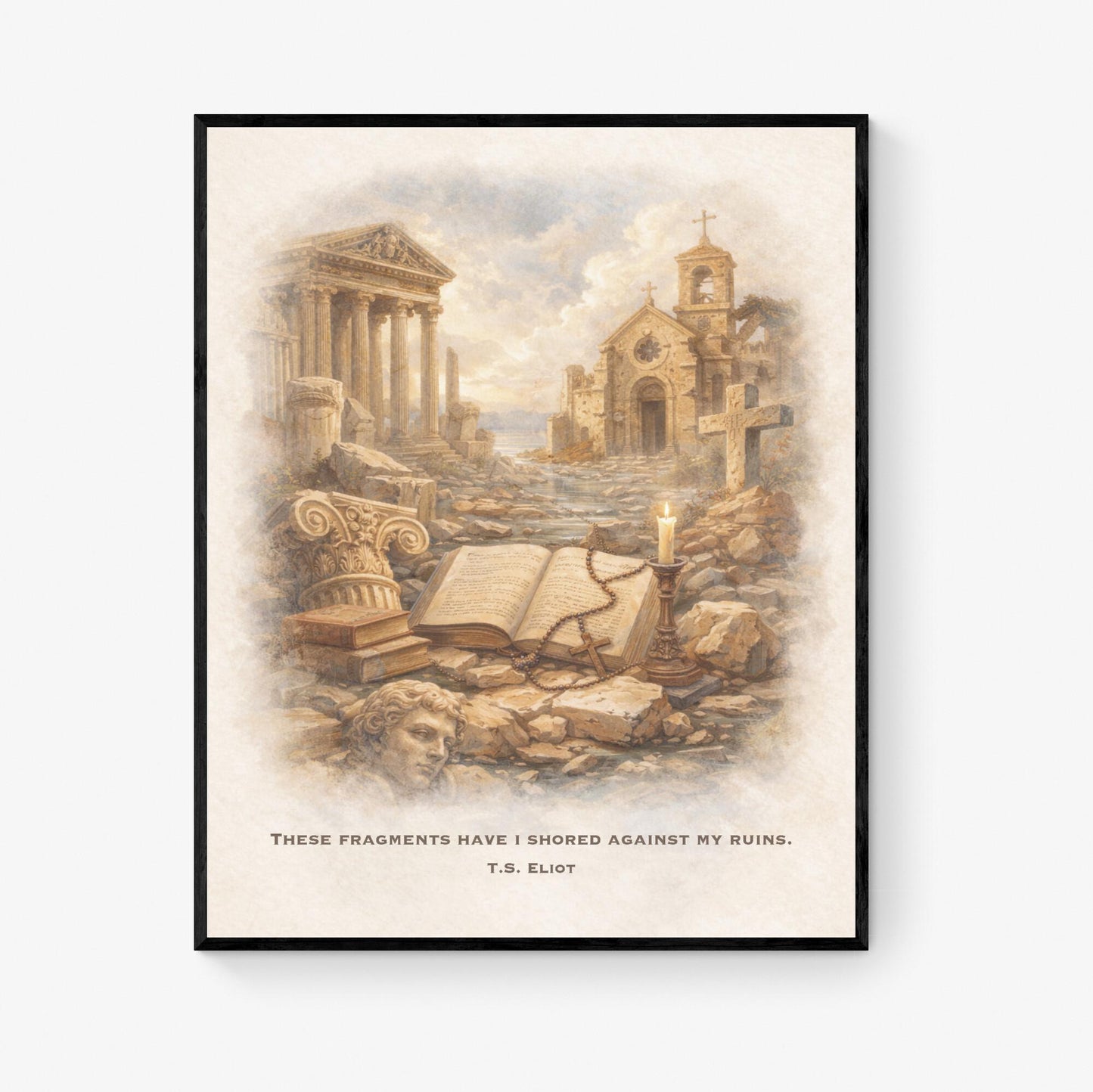 TS Eliot Quote Poem Art Print | Wasteland Fragments | Living Room | Home Decor | Literary Poster