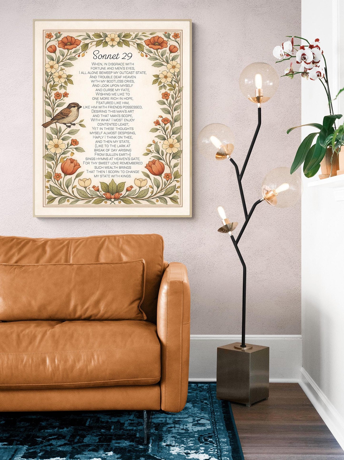 Shakespeare Sonnet 29 Art Print | For Thy Sweet Love Remembered | Classic Literary Artwork | Home Decor | Living Room Vintage Floral Poster