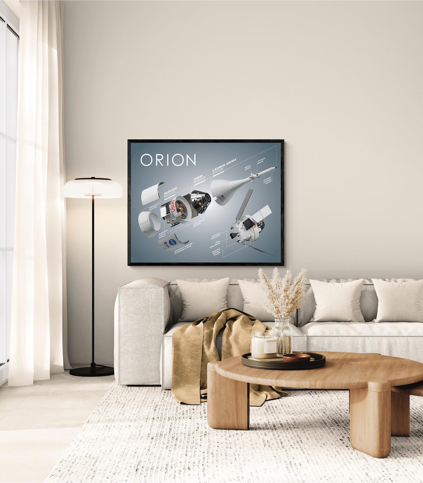 Orion Spacecraft Diagram Art Print | NASA Capsule Exploded View Poster | Space Exploration Wall Art | STEM Astronomy Decor