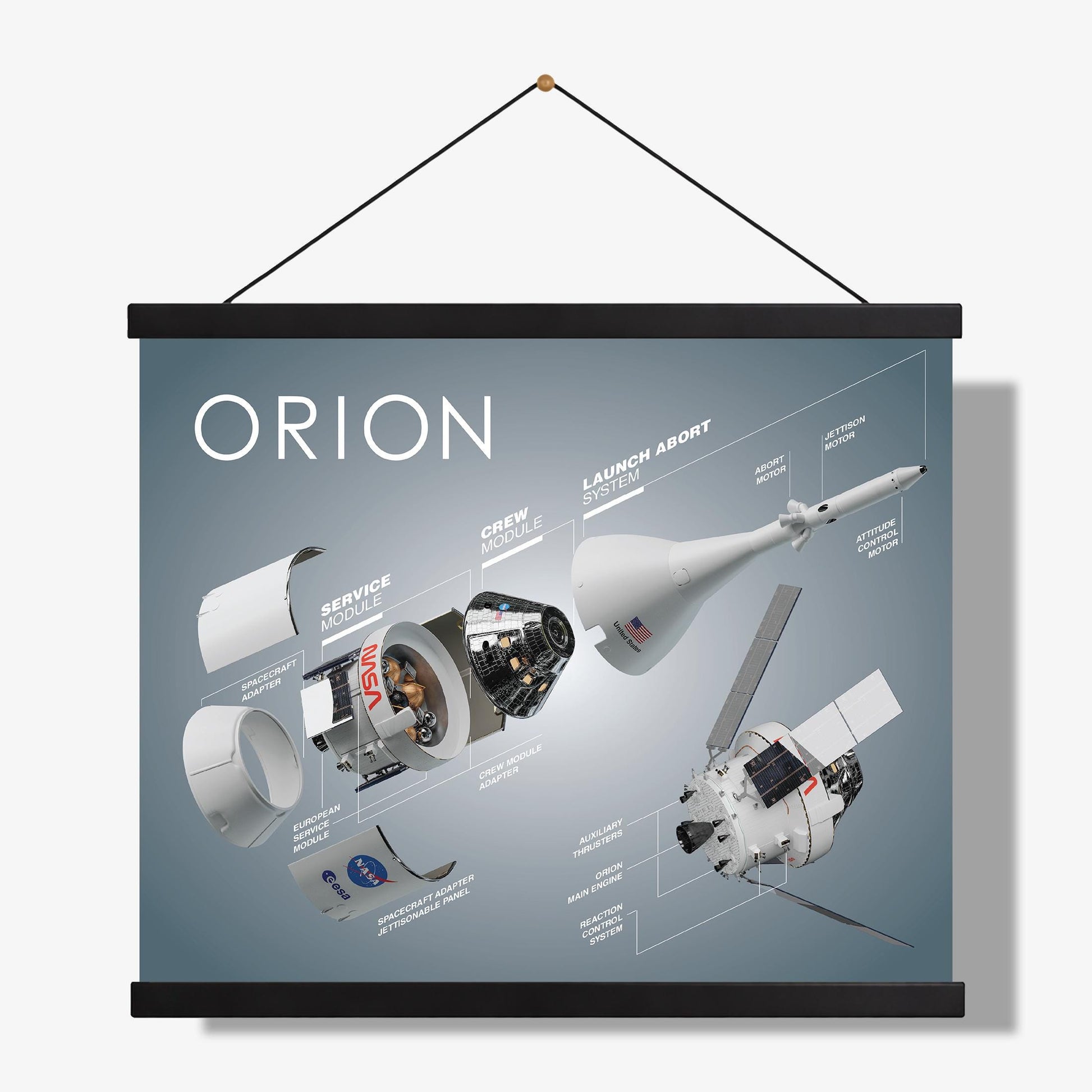 Orion Spacecraft Diagram Art Print | NASA Capsule Exploded View Poster | Space Exploration Wall Art | STEM Astronomy Decor