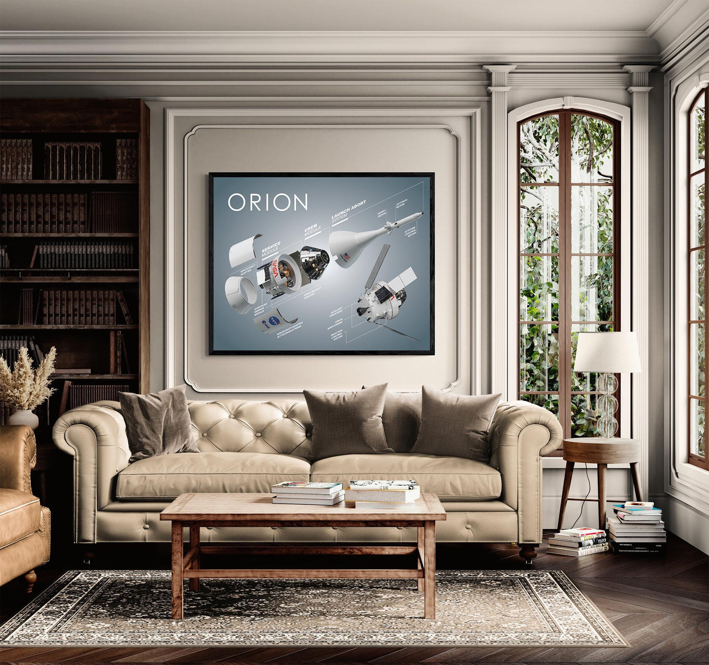 Orion Spacecraft Diagram Art Print | NASA Capsule Exploded View Poster | Space Exploration Wall Art | STEM Astronomy Decor