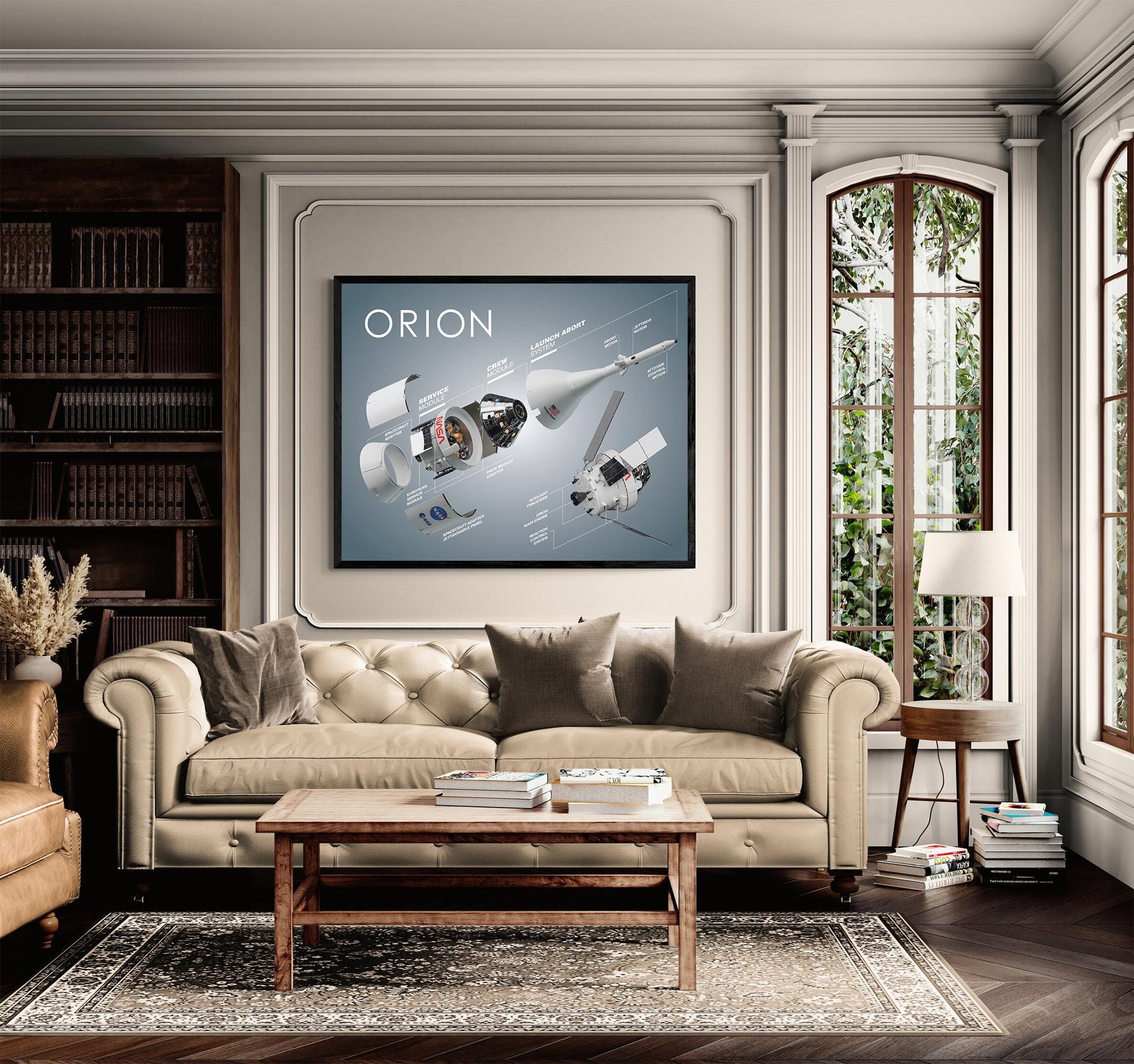Orion Spacecraft Diagram Art Print | NASA Capsule Exploded View Poster | Space Exploration Wall Art | STEM Astronomy Decor