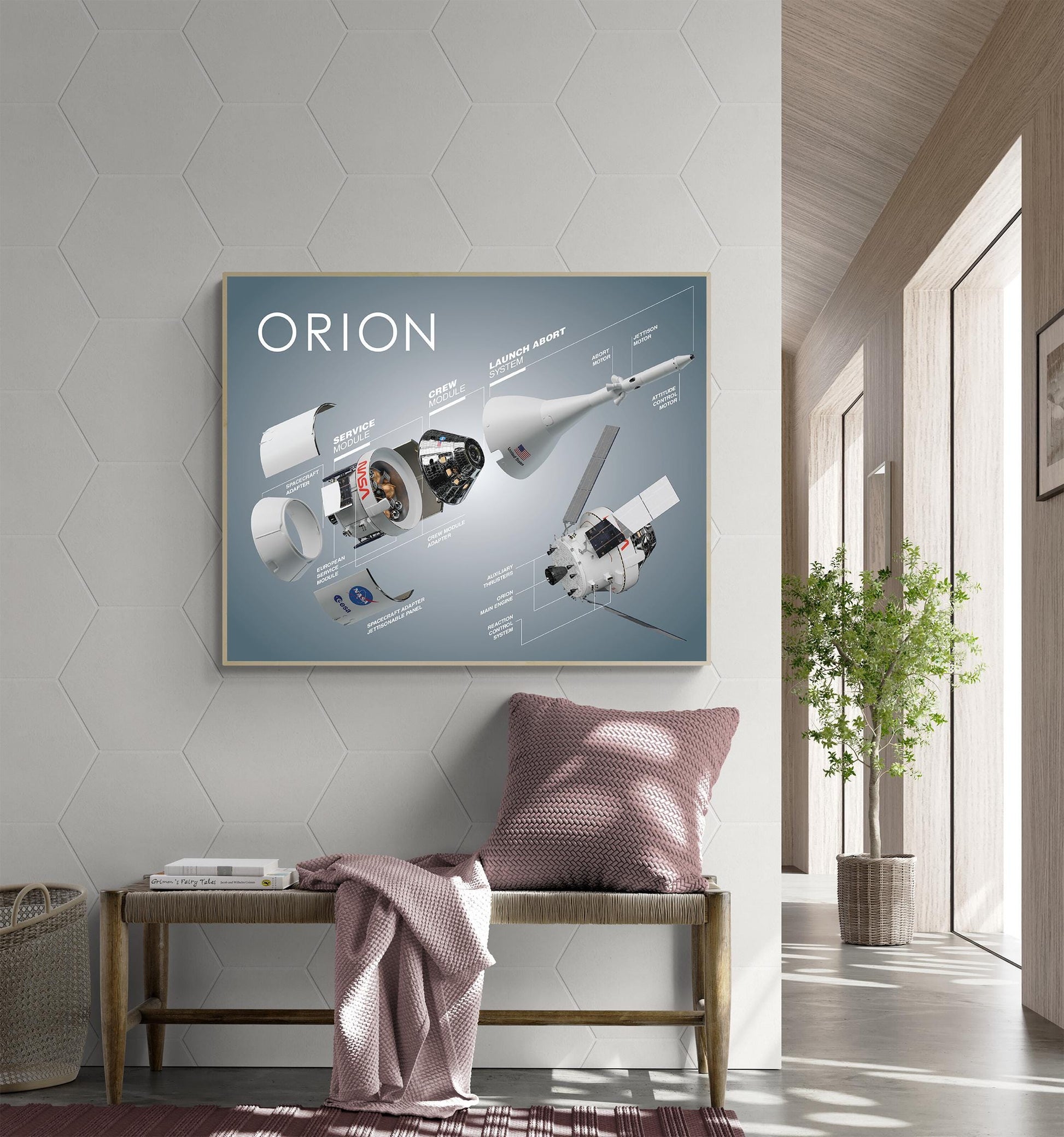 Orion Spacecraft Diagram Art Print | NASA Capsule Exploded View Poster | Space Exploration Wall Art | STEM Astronomy Decor