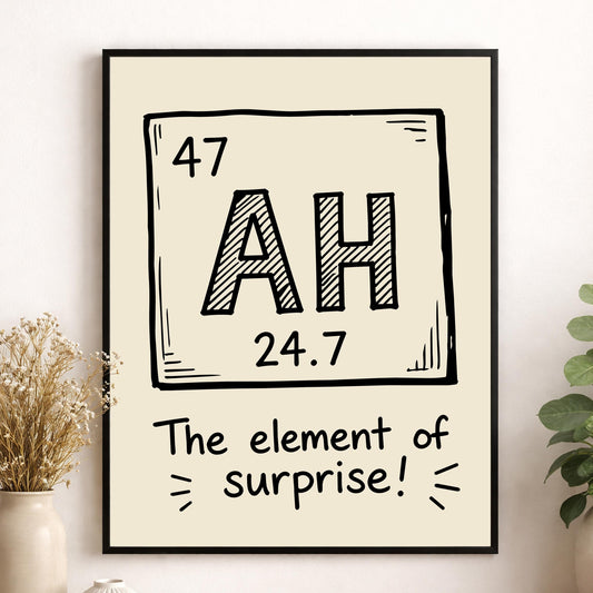 Element of Surprise Wall Art | Funny Periodic Table | Science Teacher Gift | Classroom | Nerd Humor | Geeky Home Decor