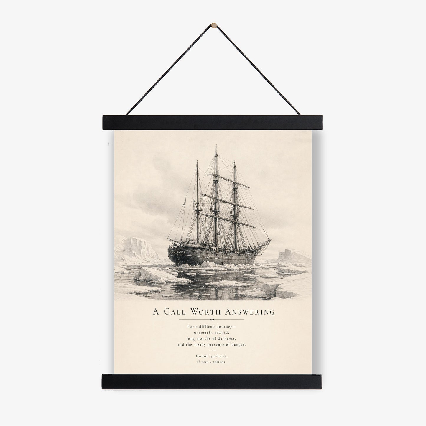 Shackleton Endurance Ship Wall Art Print, A Call Worth Answering Quote, Antarctic Expedition Wall Art, Literary Nautical Decor