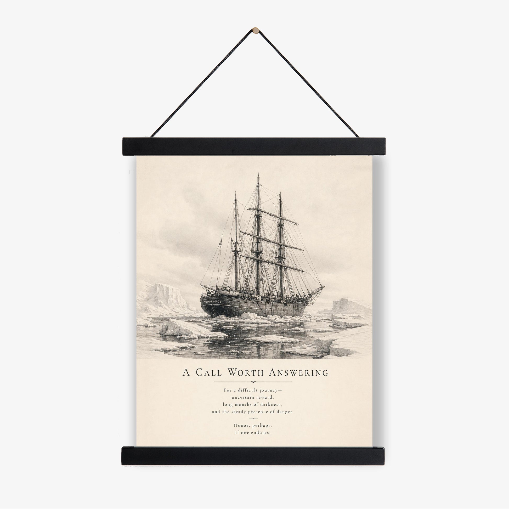 Shackleton Endurance Ship Wall Art Print, A Call Worth Answering Quote, Antarctic Expedition Wall Art, Literary Nautical Decor