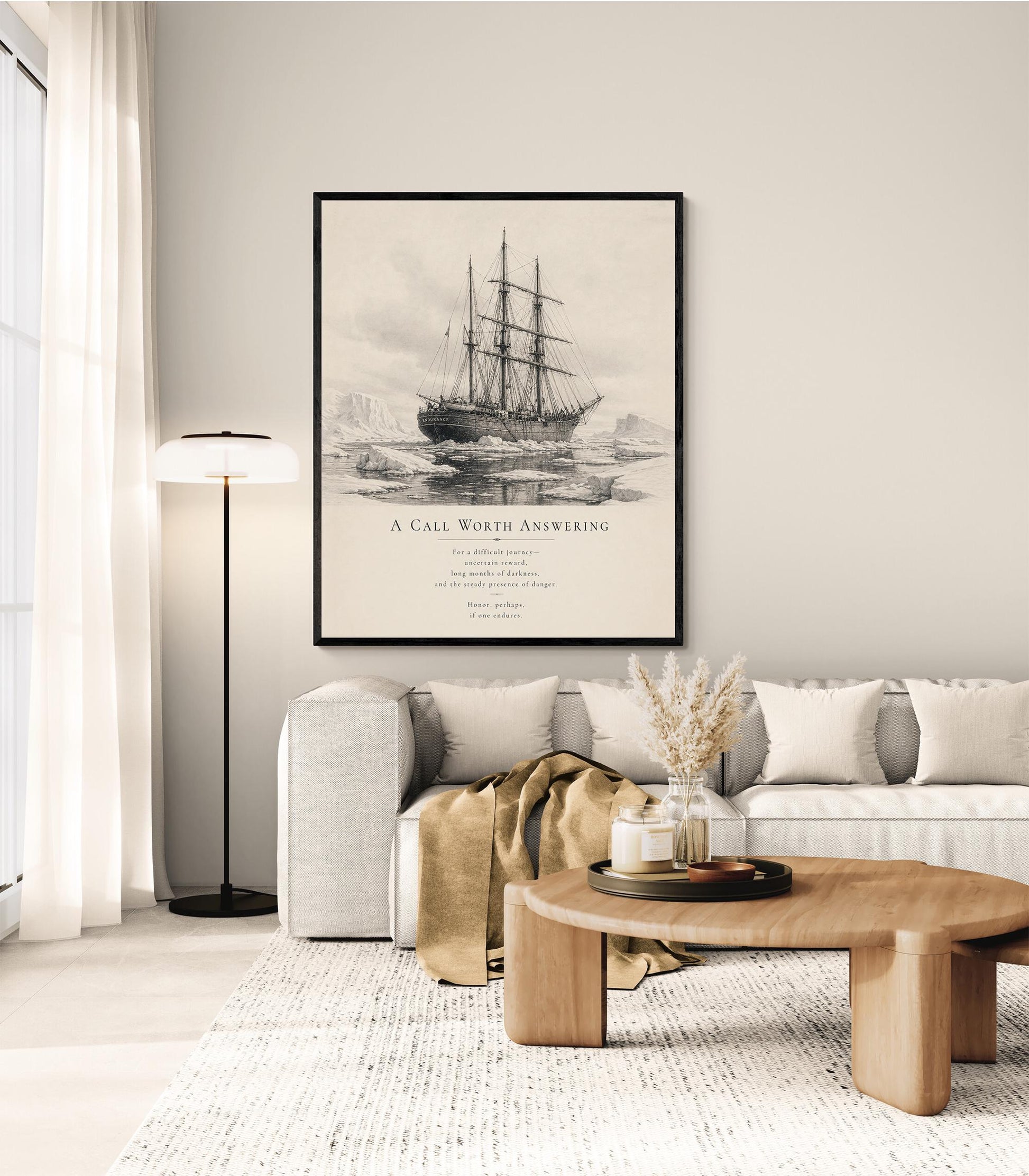 Shackleton Endurance Ship Wall Art Print, A Call Worth Answering Quote, Antarctic Expedition Wall Art, Literary Nautical Decor