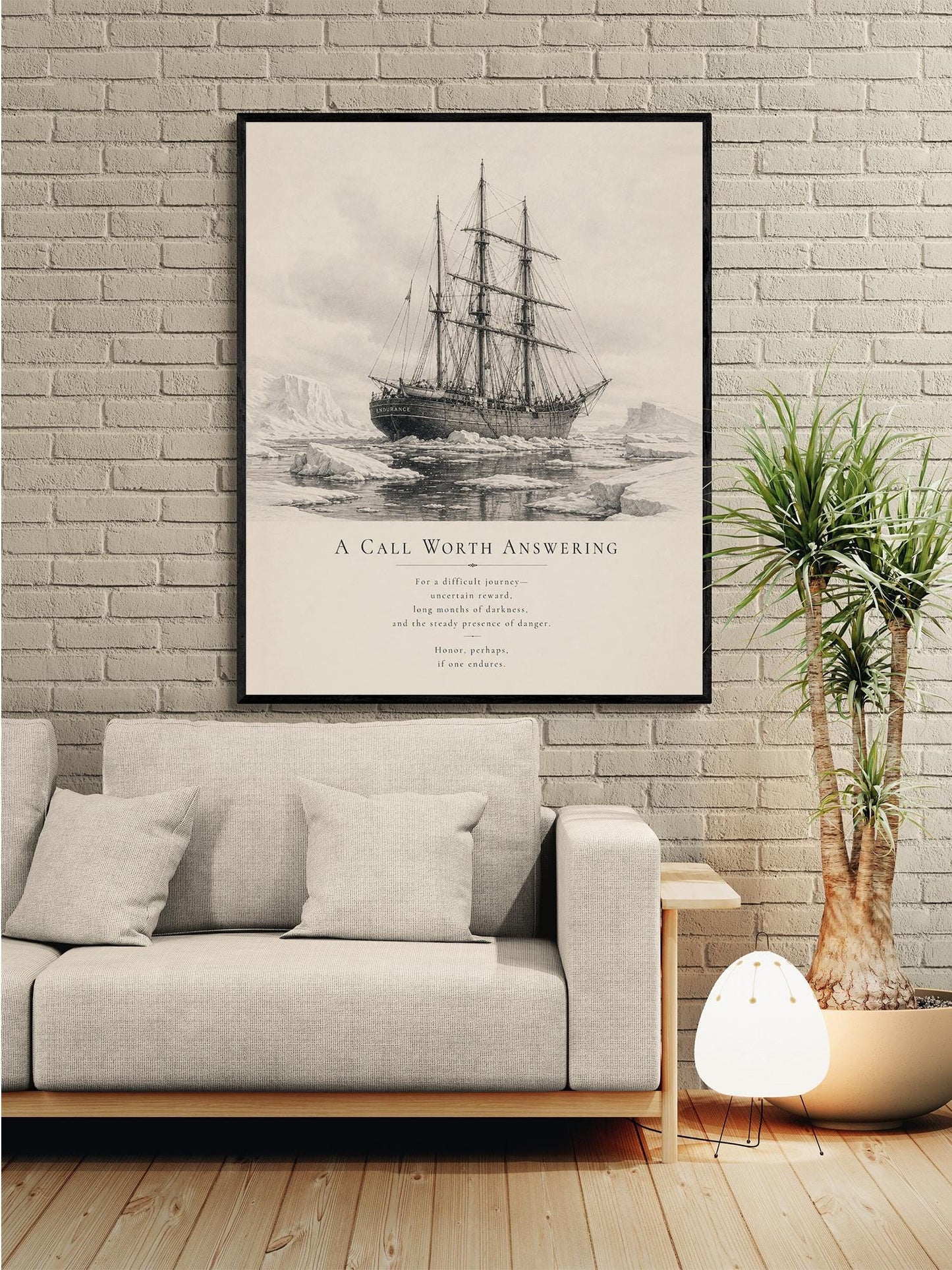 Shackleton Endurance Ship Wall Art Print, A Call Worth Answering Quote, Antarctic Expedition Wall Art, Literary Nautical Decor