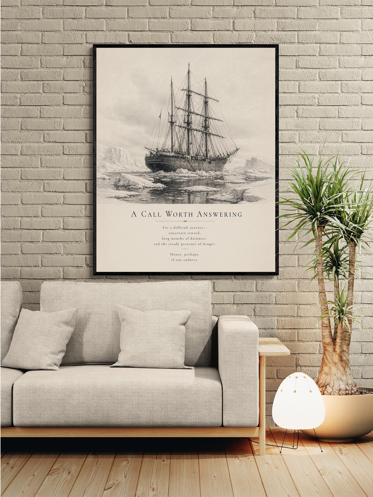 Shackleton Endurance Ship Wall Art Print, A Call Worth Answering Quote, Antarctic Expedition Wall Art, Literary Nautical Decor