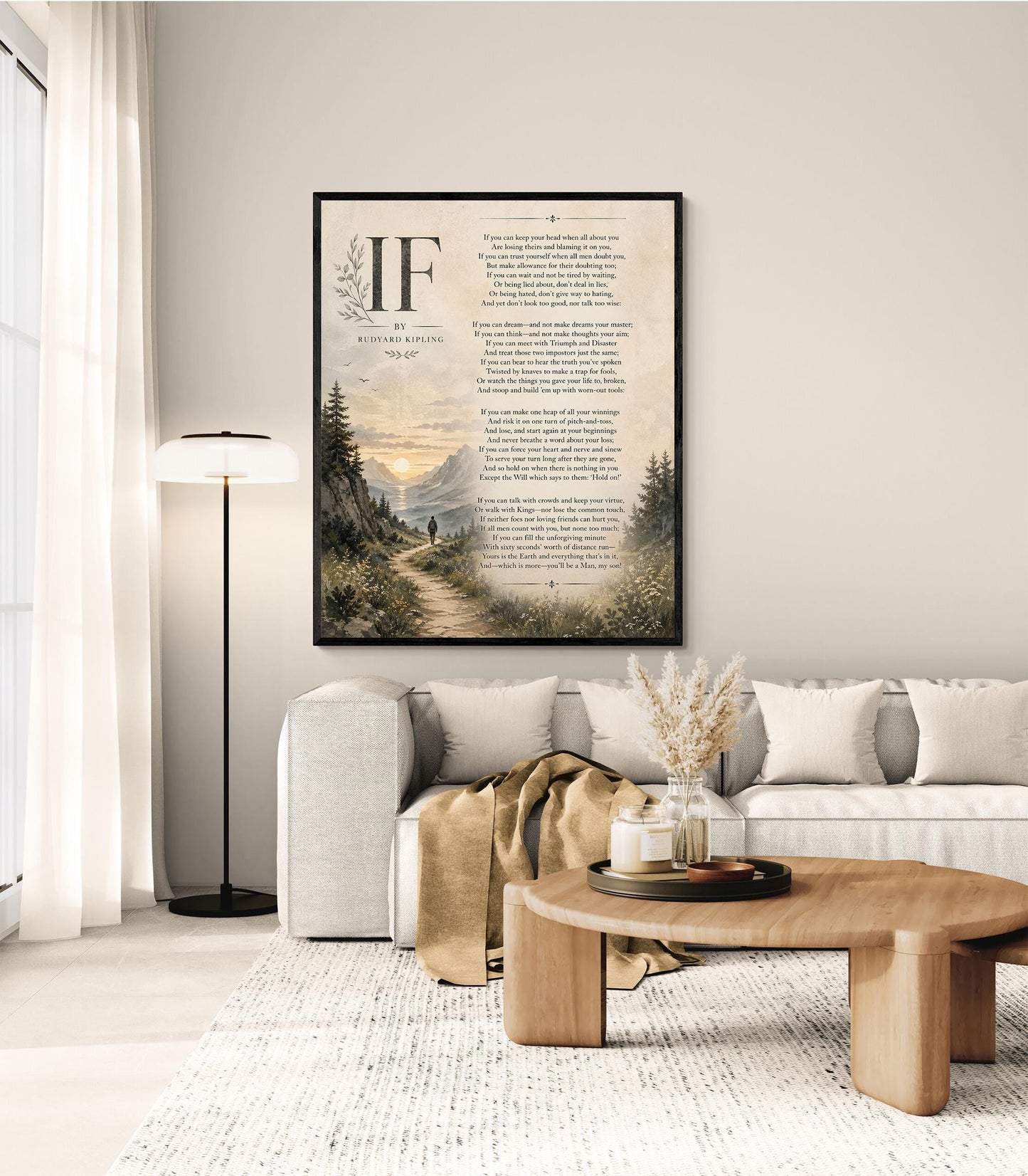 If Poem Quote Wall Art Print | Rudyard Kipling | Poetry | Landscape | Children's Room | Nursery | Vintage Home Decor | Literary Gift