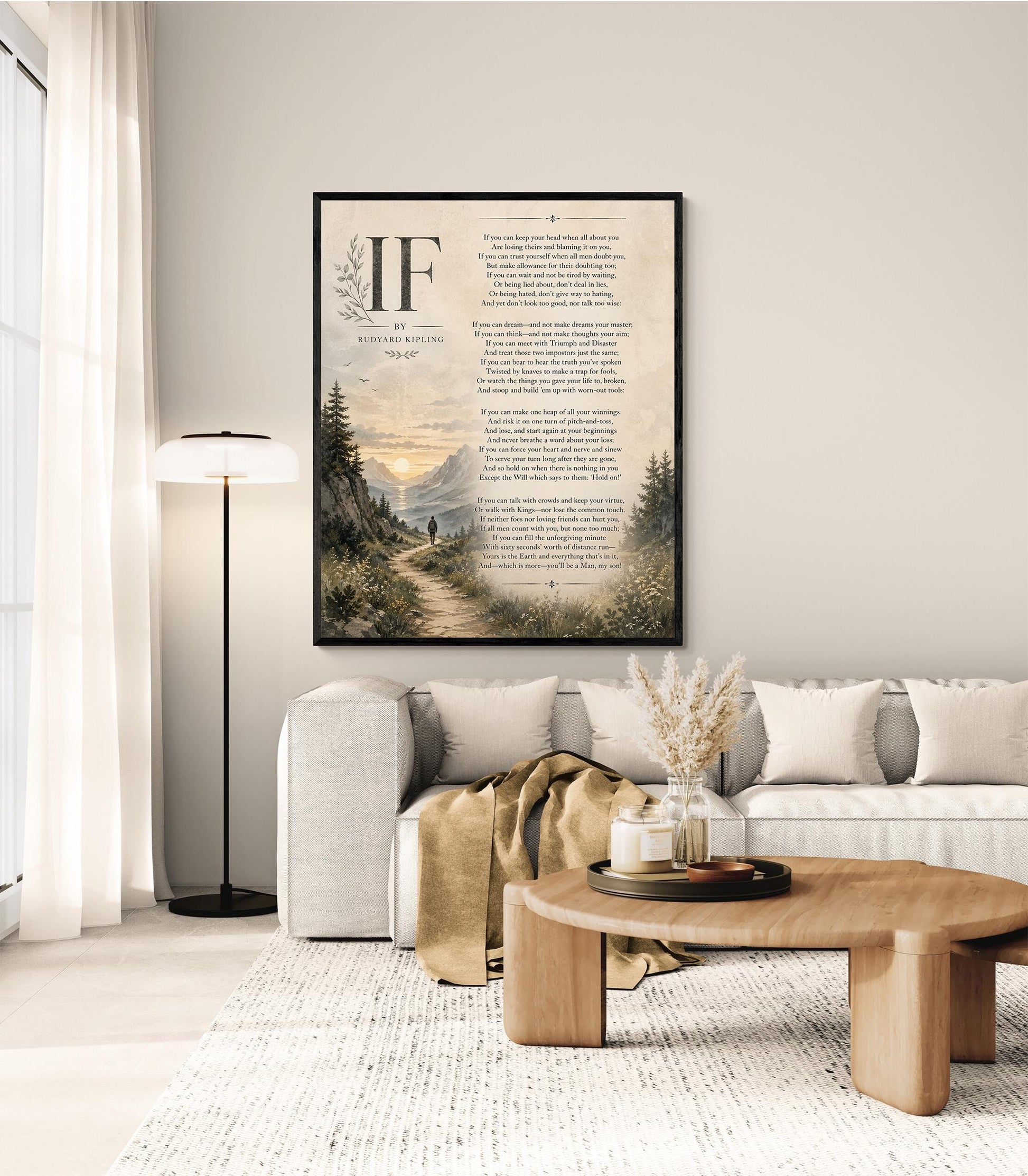 If Poem Quote Wall Art Print | Rudyard Kipling | Poetry | Landscape | Children's Room | Nursery | Vintage Home Decor | Literary Gift
