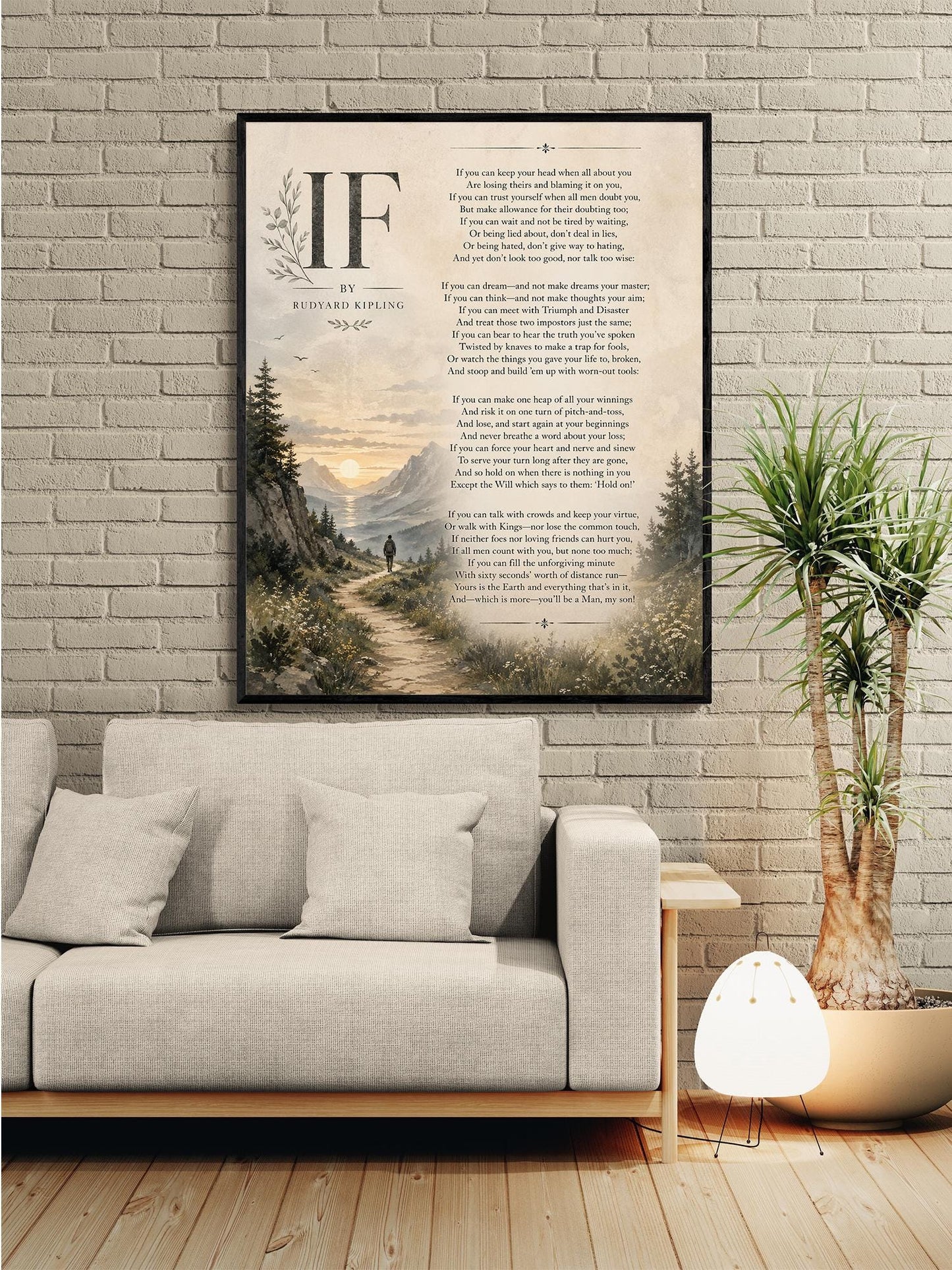 If Poem Quote Wall Art Print | Rudyard Kipling | Poetry | Landscape | Children's Room | Nursery | Vintage Home Decor | Literary Gift